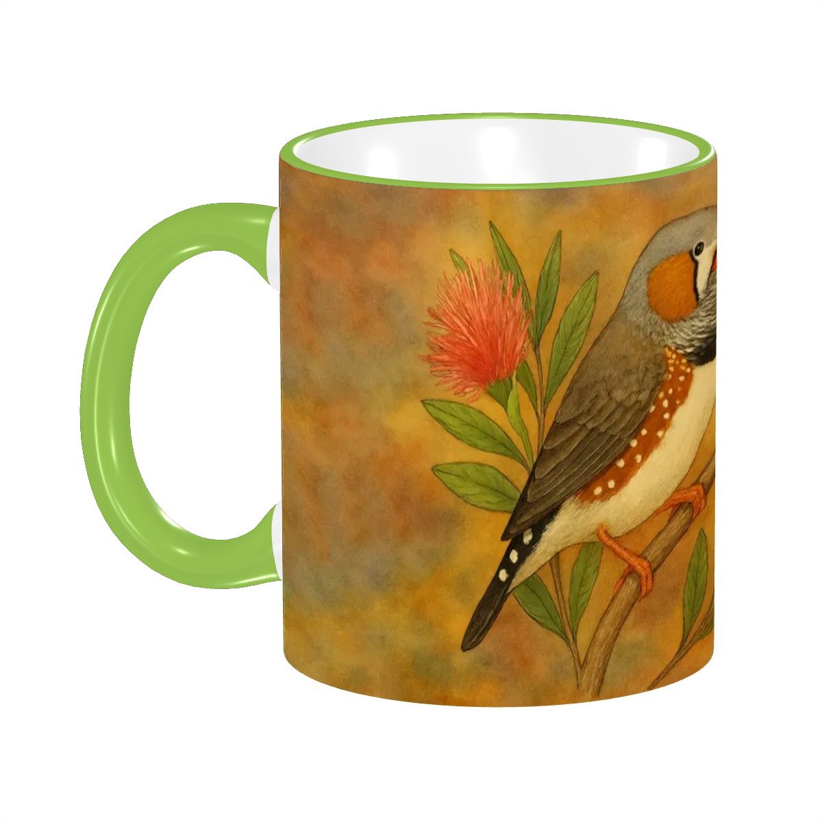 Zebra Finch Water Painting Custom Design Mug