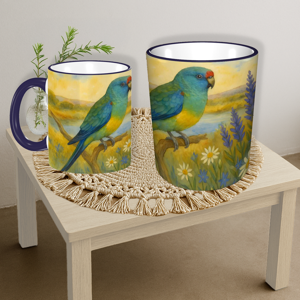 Mulga Parrot Bird Water Painting Custom Design Mug