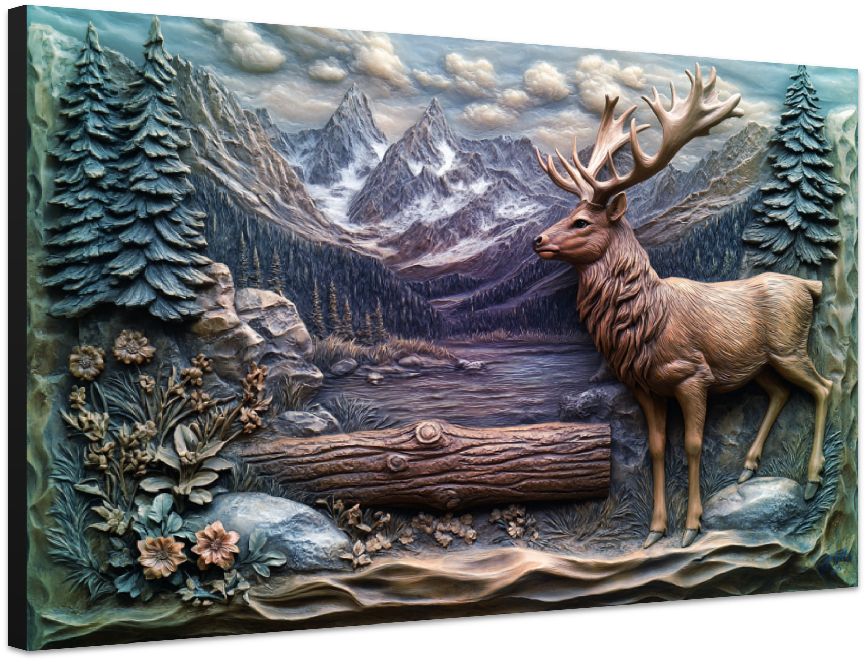 Snow Mountains Wooden Art Print