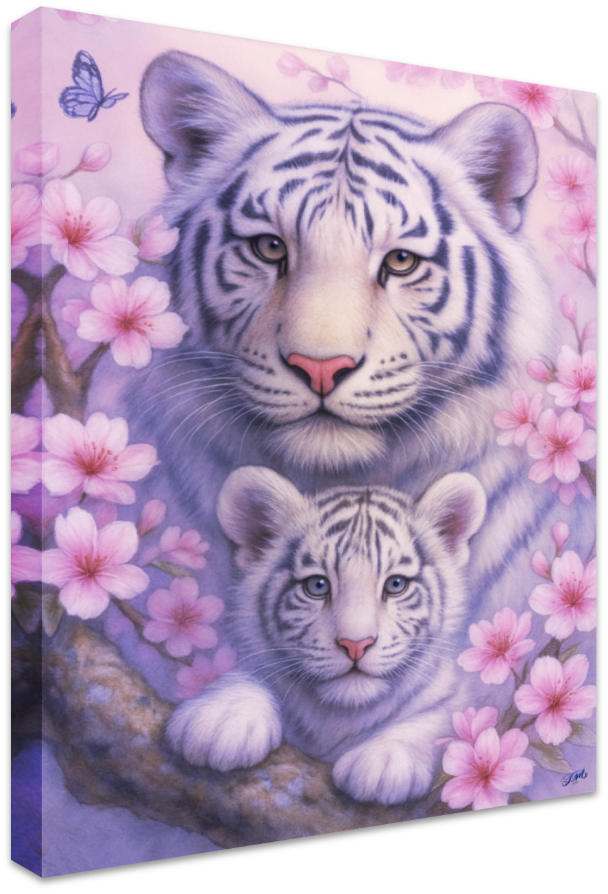 Whispers Beneath the Sakura Printed Canvas Art Print