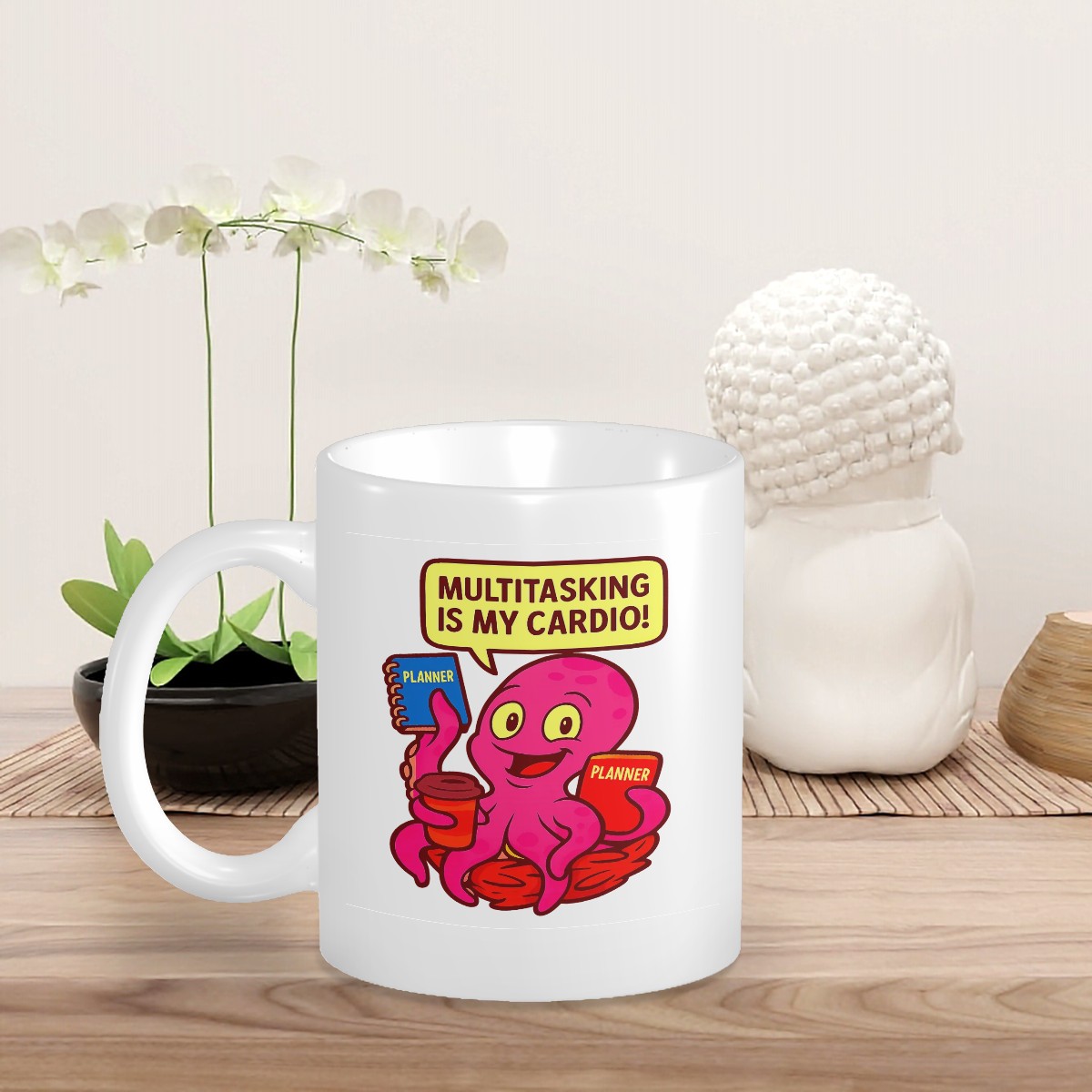 Multitasking Cartoon Octopus Custom Design Mug