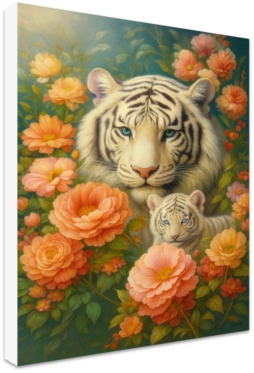 Whispers Beneath the Peonies Printed Canvas Art Print