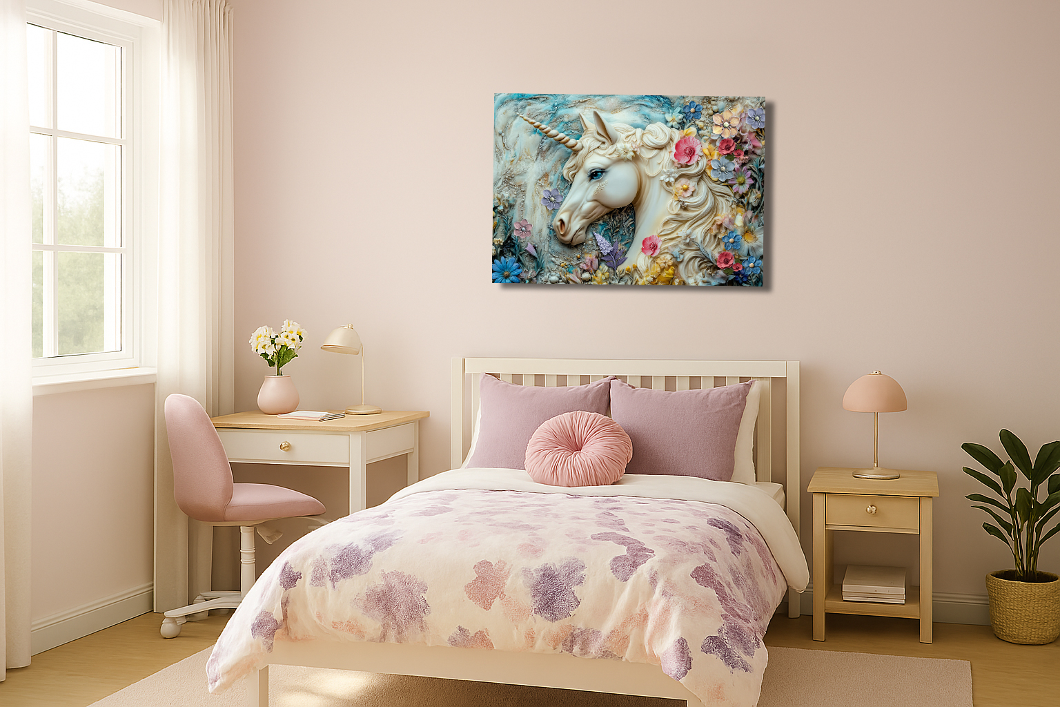 Unicorn Delight Wooden Wall Art Print