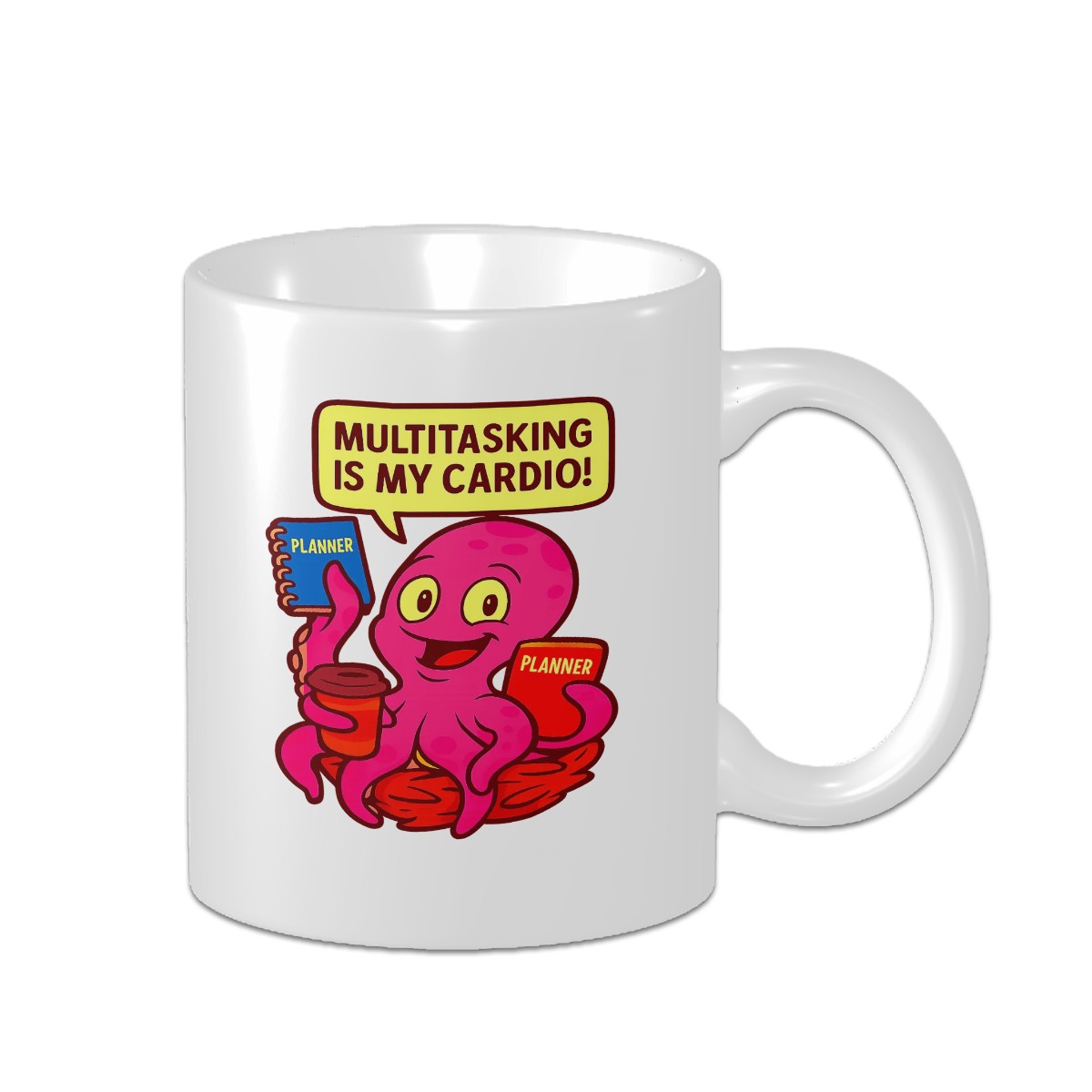 Multitasking Cartoon Octopus Custom Design  Mug