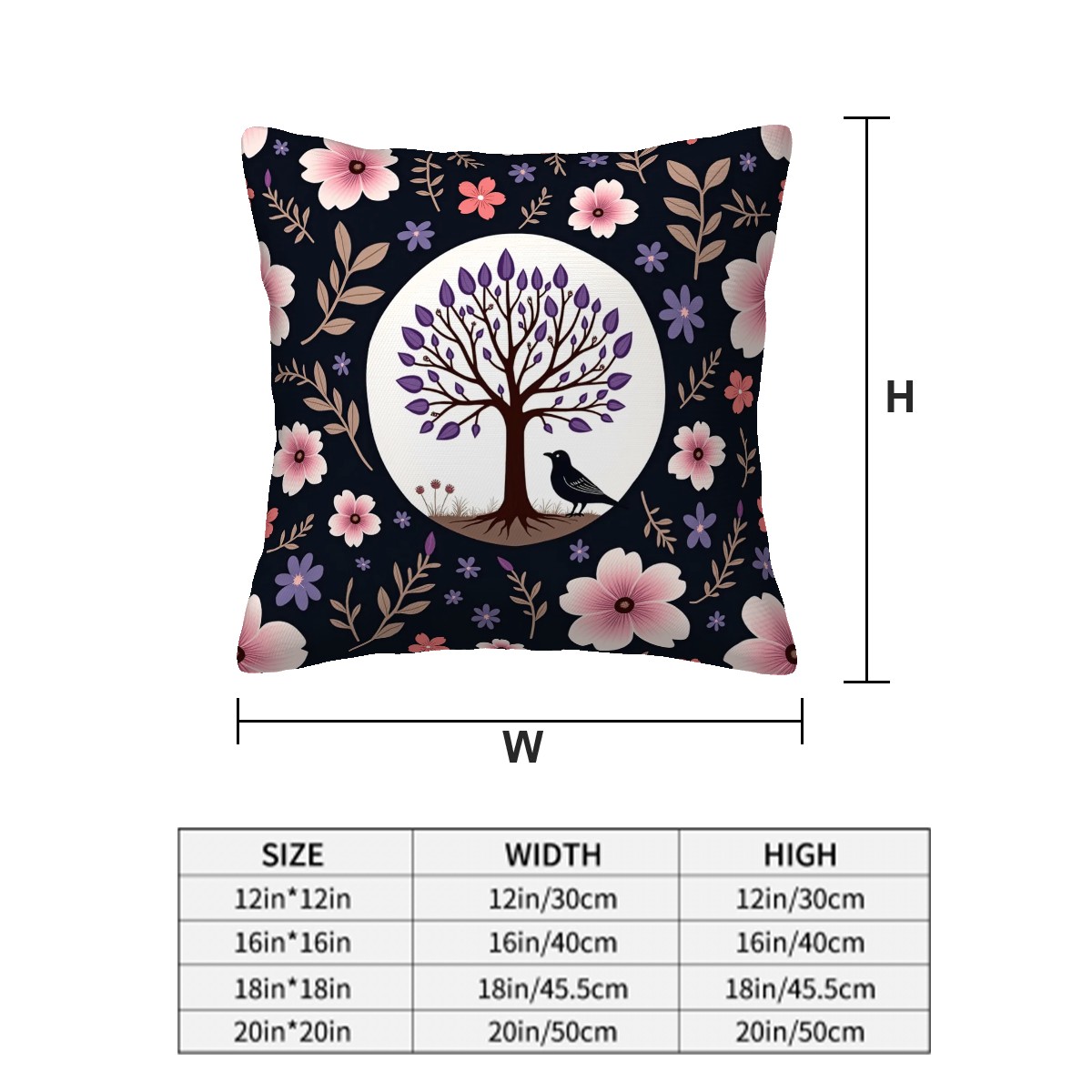 The Watcher Beneath the Tree - Floral Tree Decorative Pillow Cover