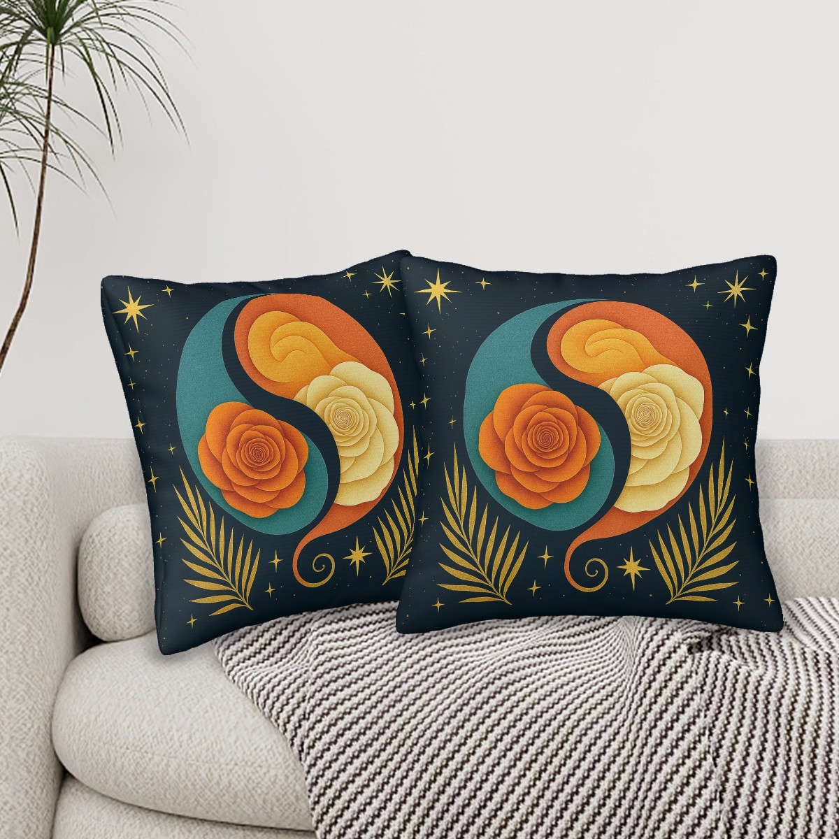 Night Garden of the Self  - all Seasons Throw Cushion Covers Set of 4
