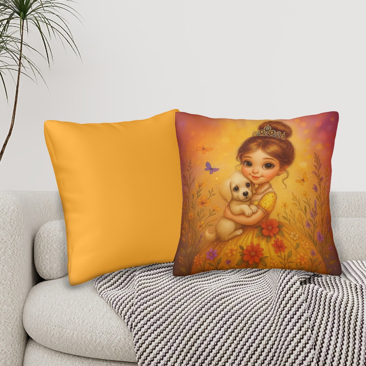 Golden Whispers & Puppy Wishes - all Seasons Throw Pillow Covers Set of 2