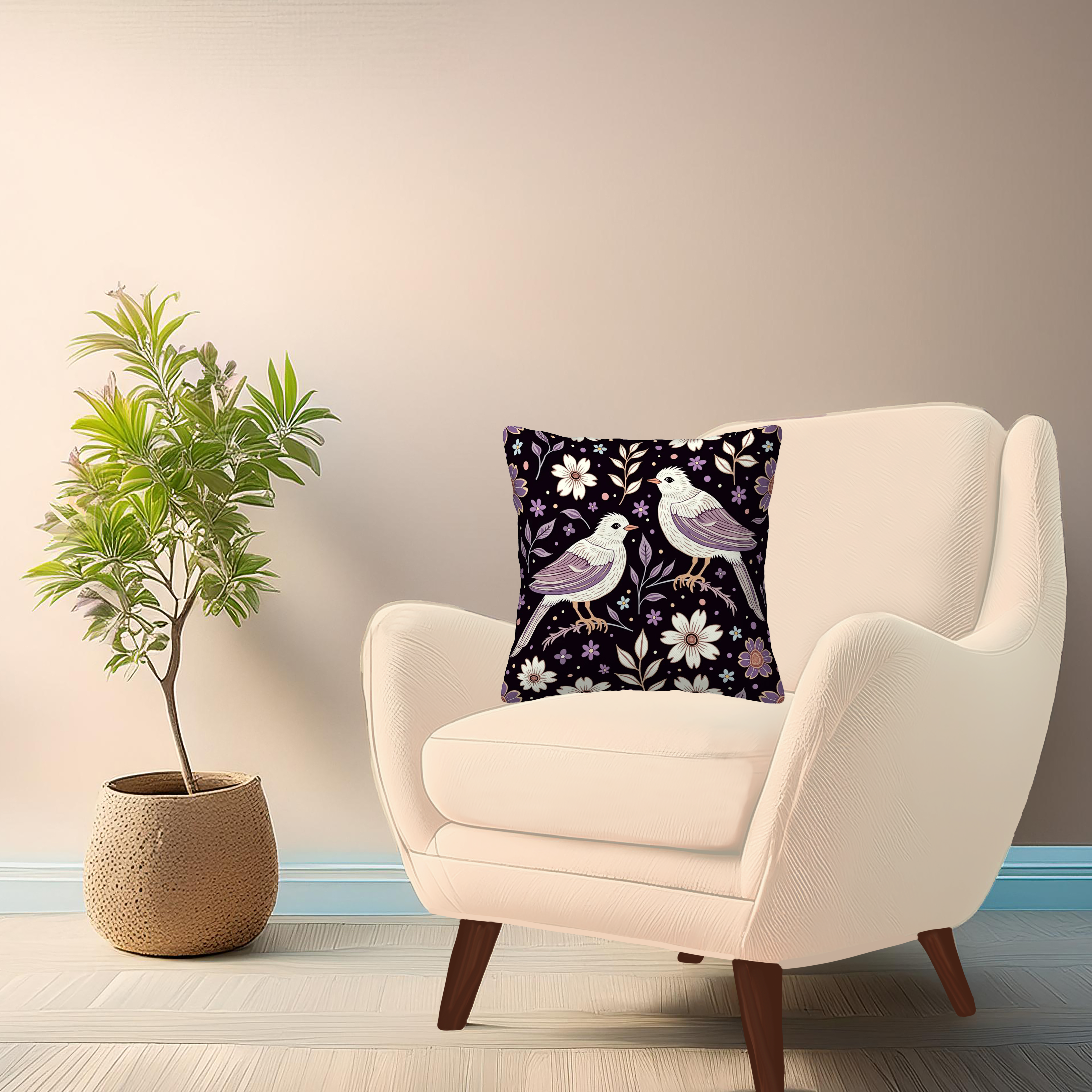 Evening Birds Decorative Bird Throw Pillow Cover