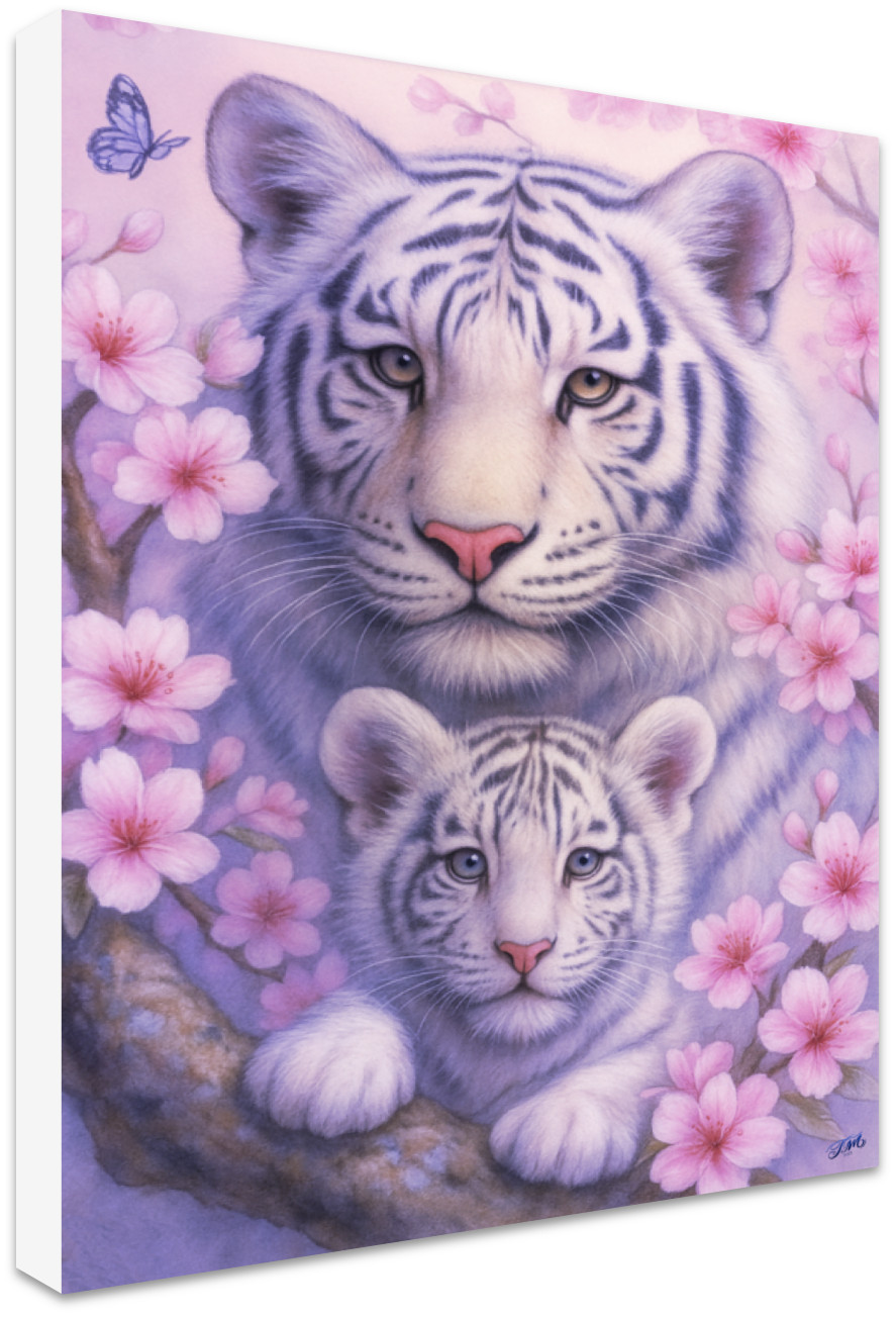 Whispers Beneath the Sakura Printed Canvas Art Print