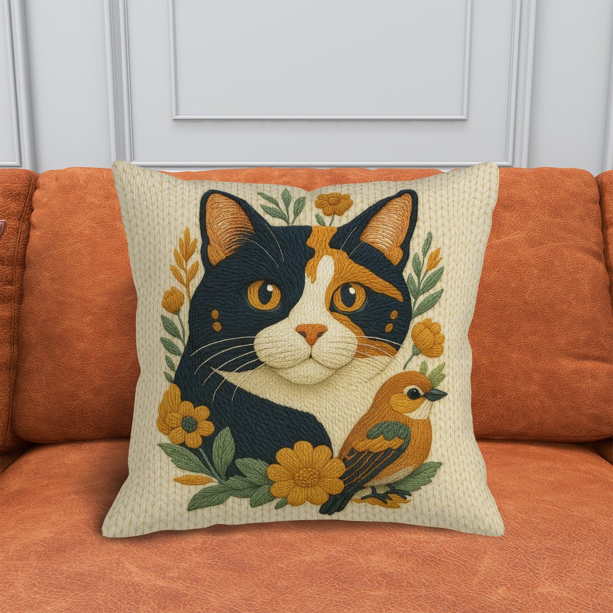 Mitch the Cat Corduroy Cushion Covers and Cushions 
