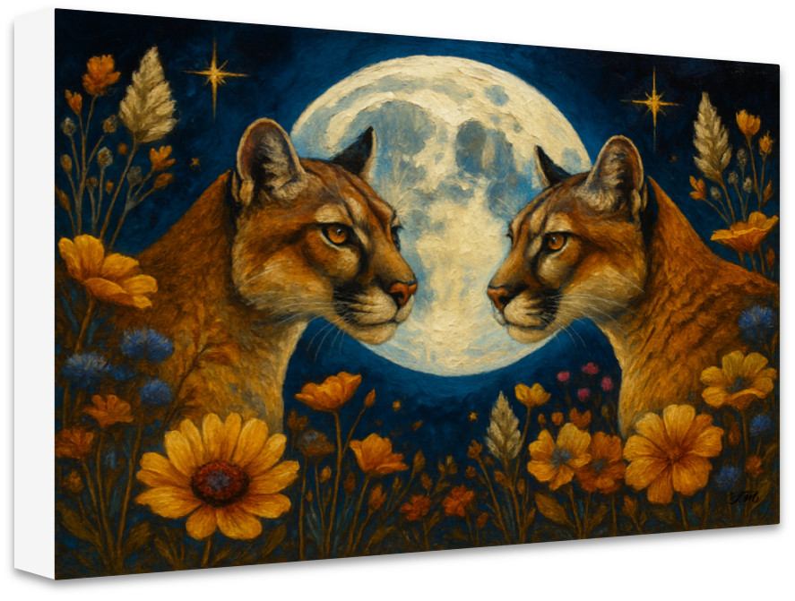 Cougar Moonlight Canvas Digital Art Print