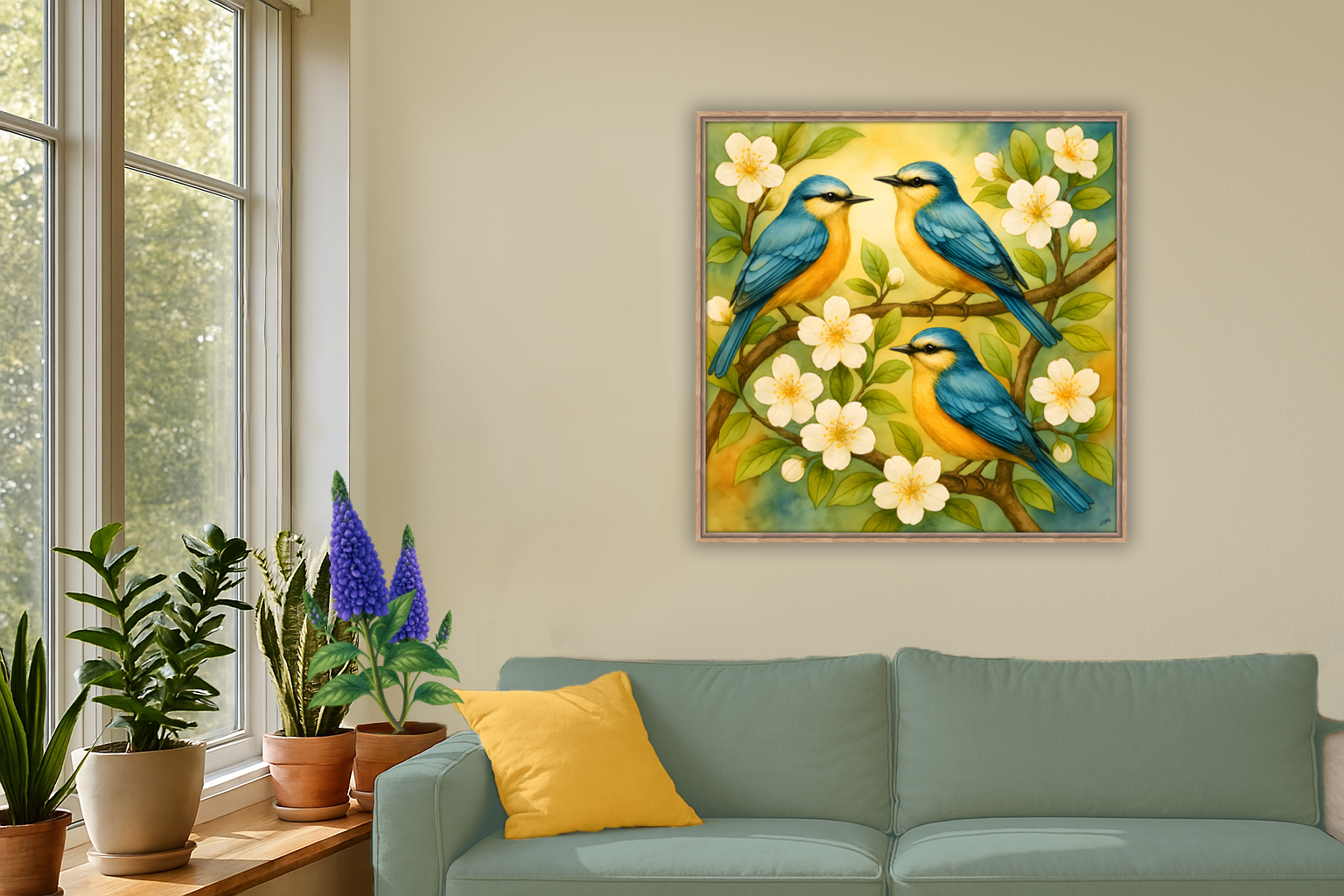 Spring Chorus in Bloom Square Float Frame Canvas