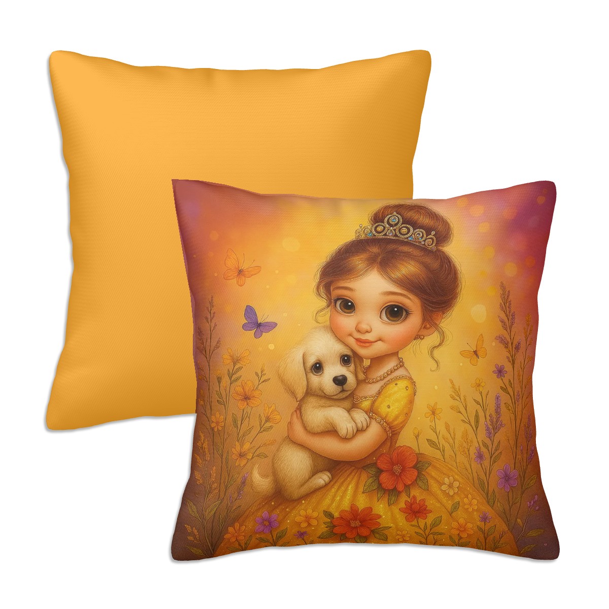 Golden Whispers & Puppy Wishes - all Seasons Throw Pillow Covers Set of 2