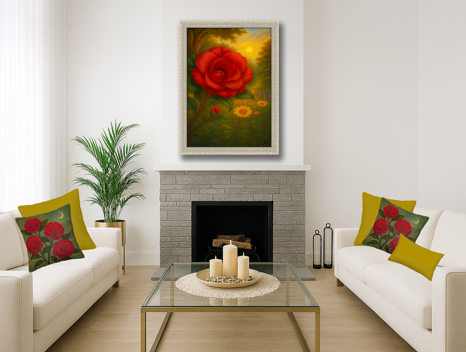 Middlemist Red Camellia Rare Flower Canvas  printed Art