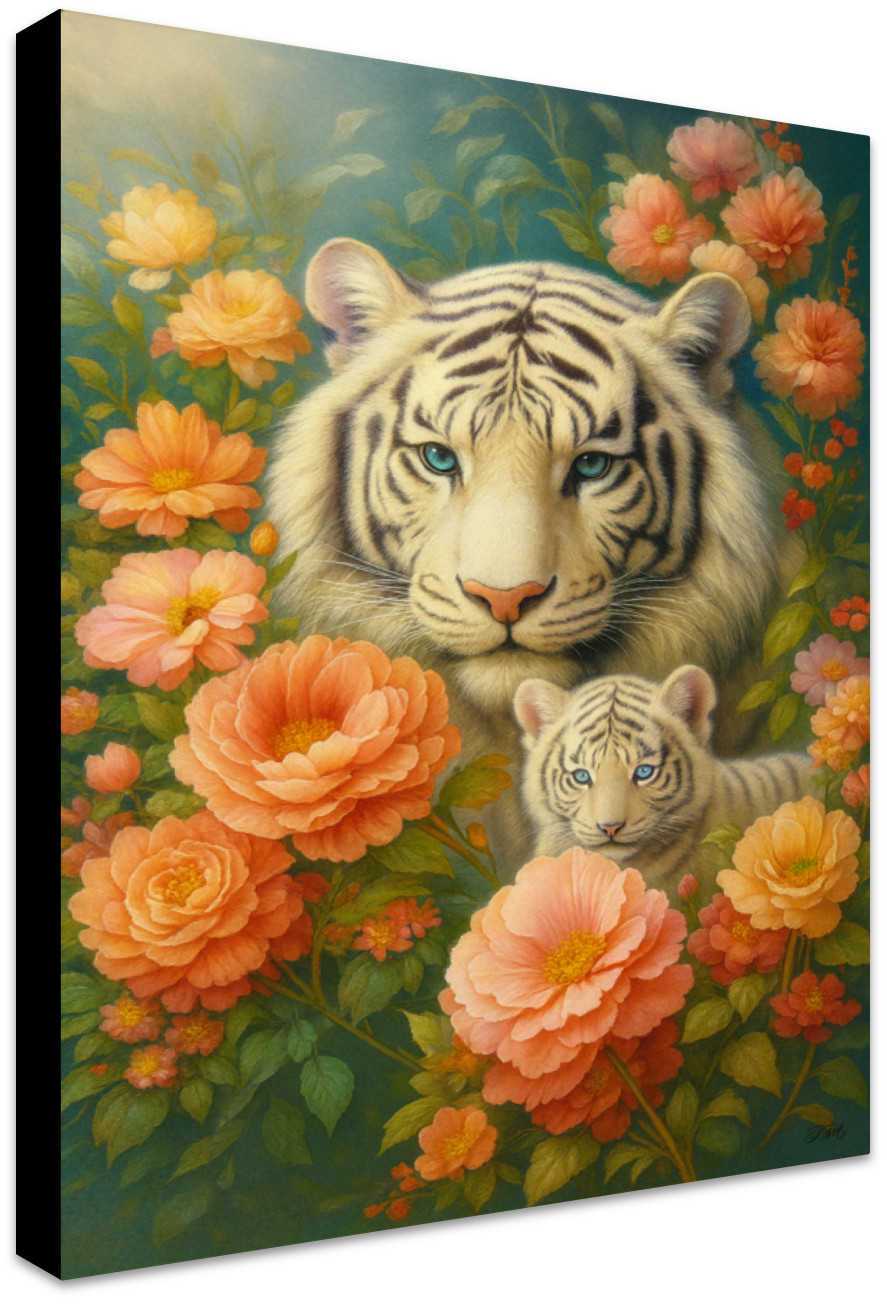 Whispers Beneath the Peonies Printed Canvas Art Print