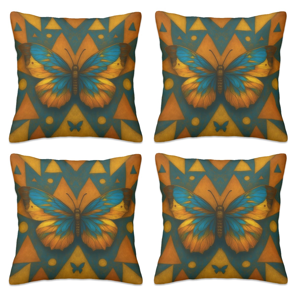 Butterfly Print Decorative Cushion Covers Set of 4 and Long Cushion Cover