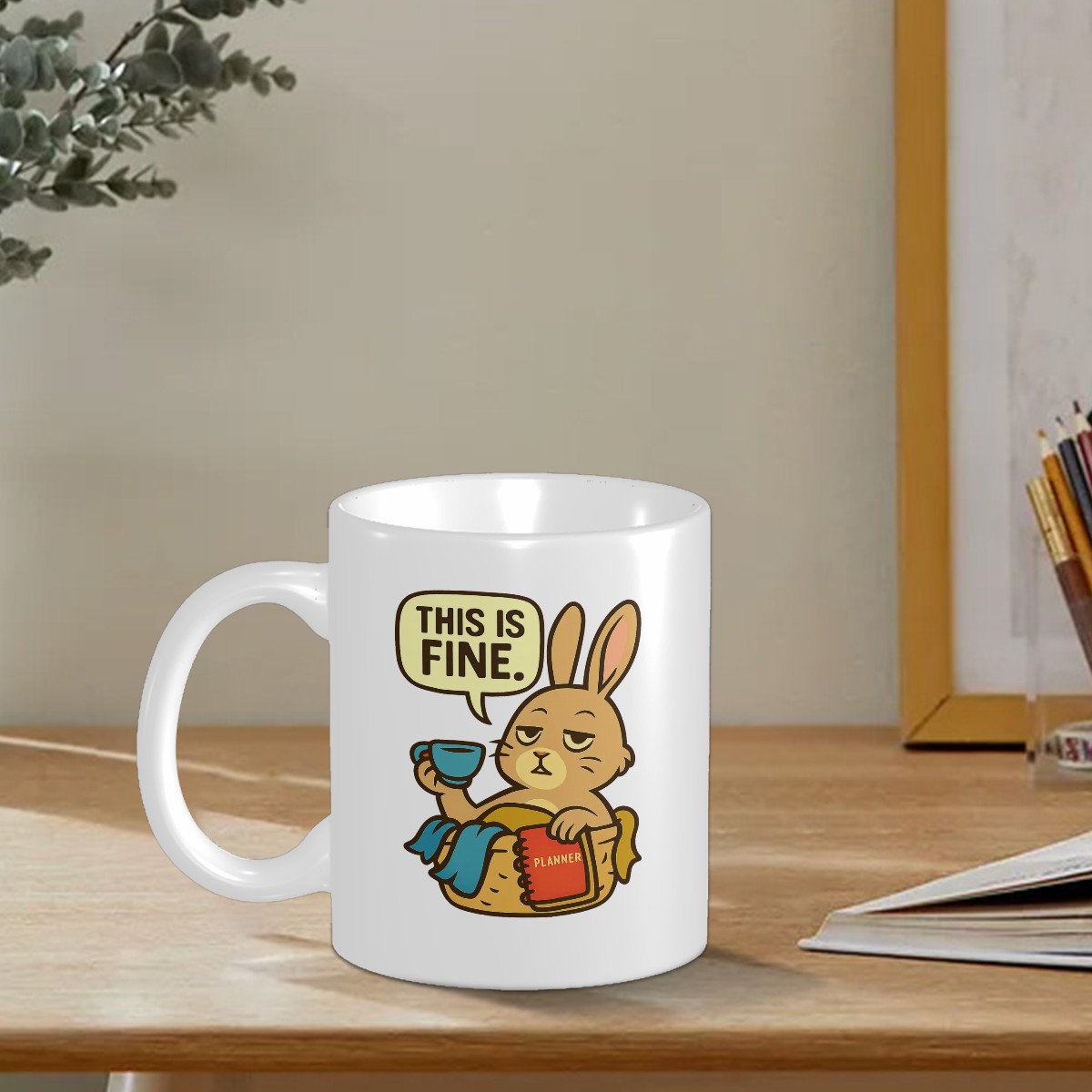 This Is Fine Rabbit Custom Design Mug