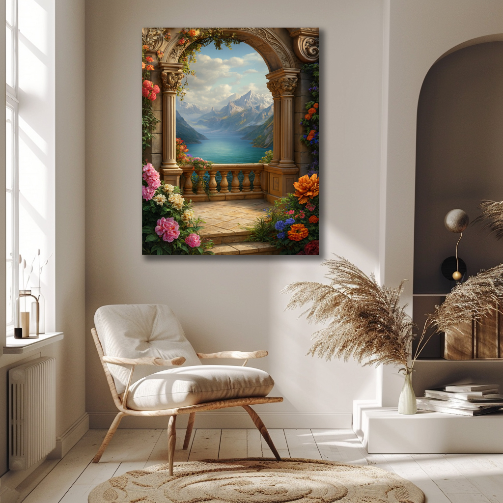 Through the Arch of Tranquility Wooden Art Print