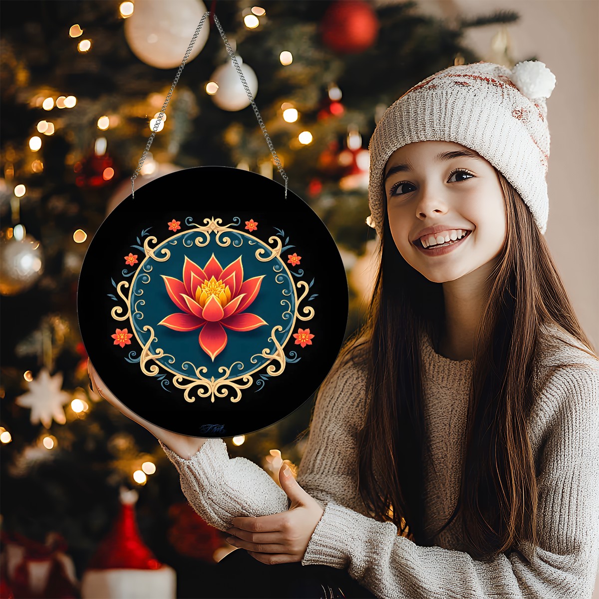 Lotus Bloom Hanging Wall Art Ornament