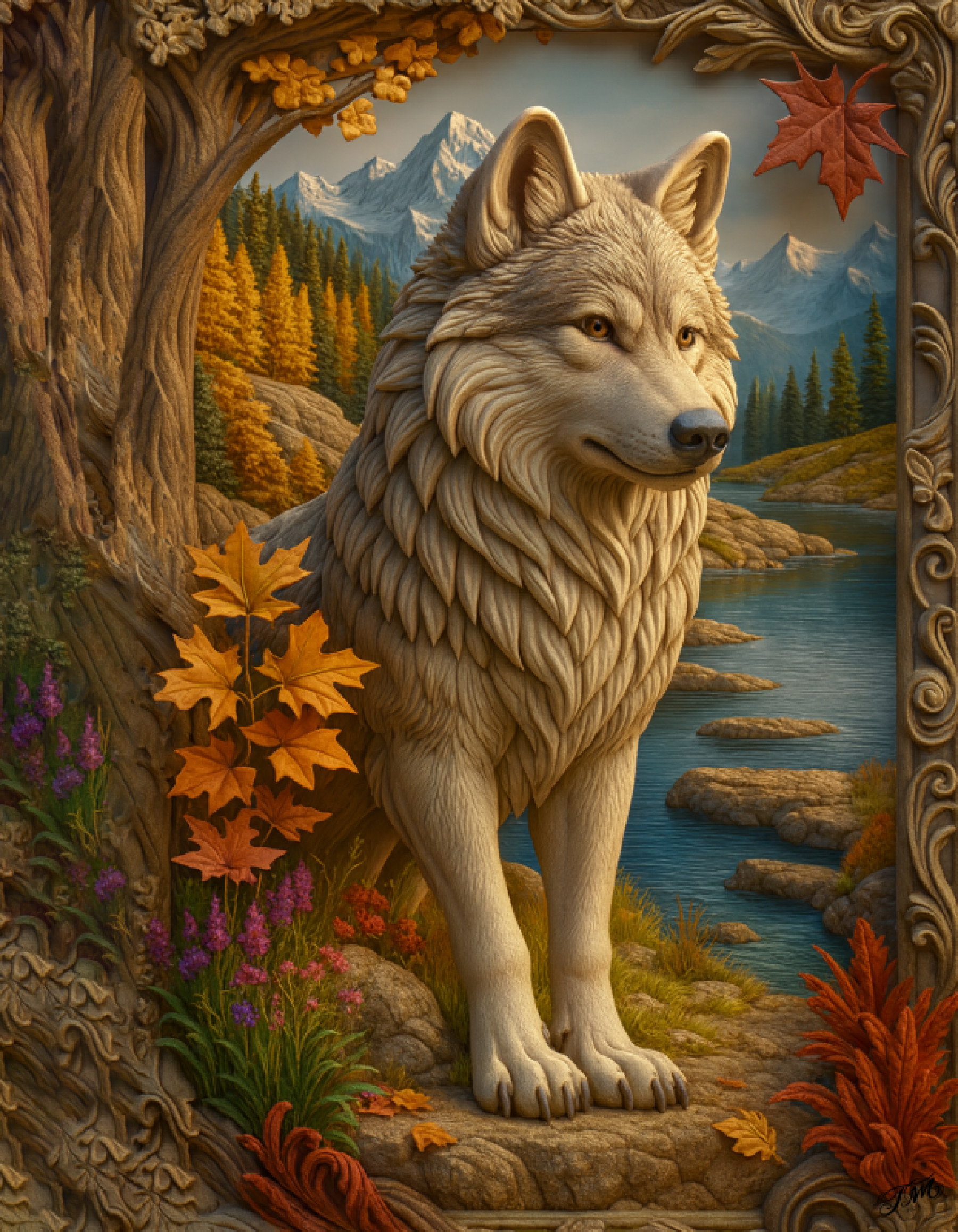 Majestic Wolf 3D Wooden Art Print