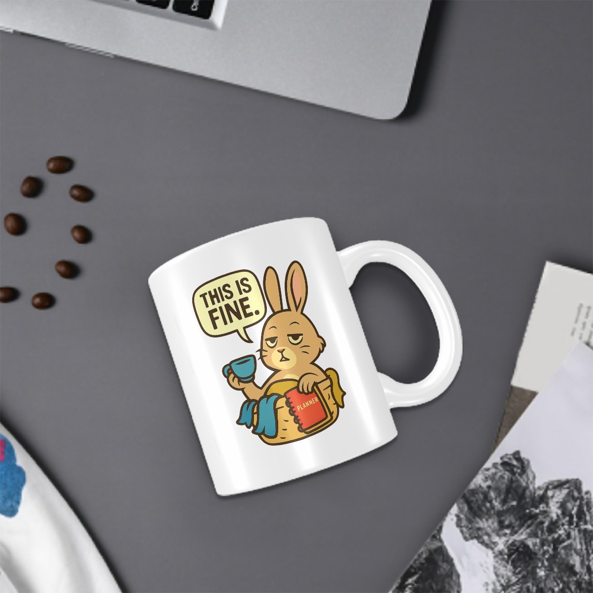 This Is Fine Rabbit Custom Design Mug