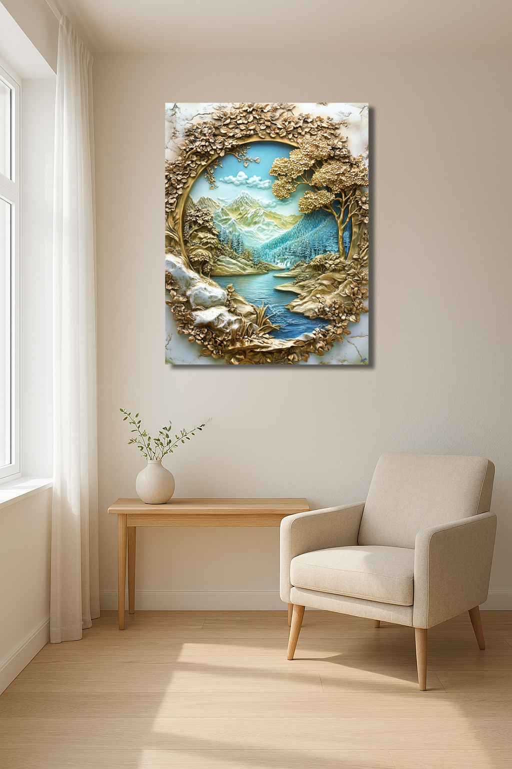 Serene Landscape Wooden Wall Art Print