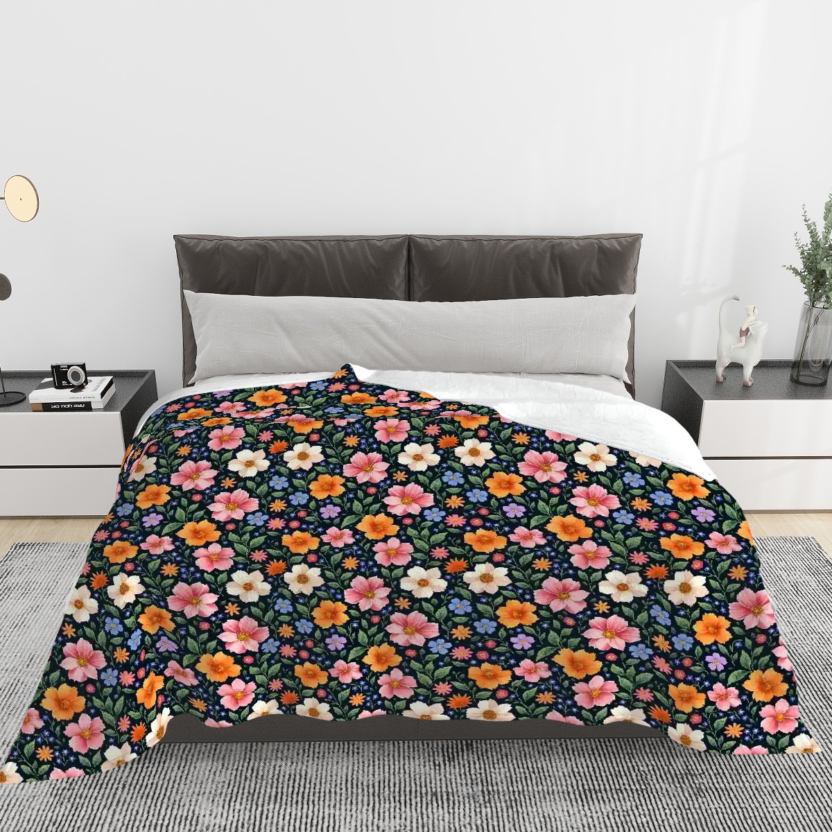 Spring Floral 280 GSM Multi-Size Flannel Throw Blanket
