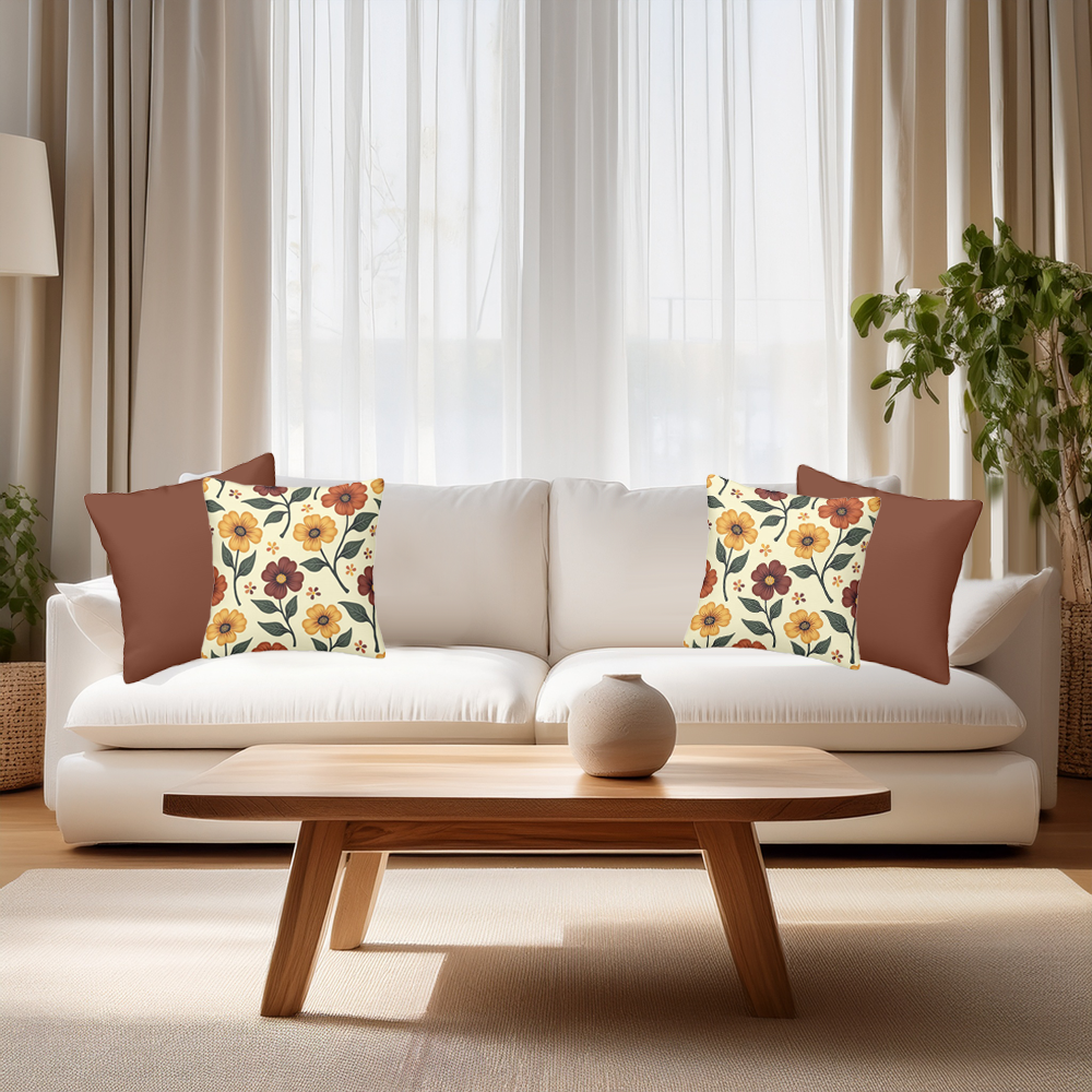 Floral and Solid Decorative Cushion Covers Set