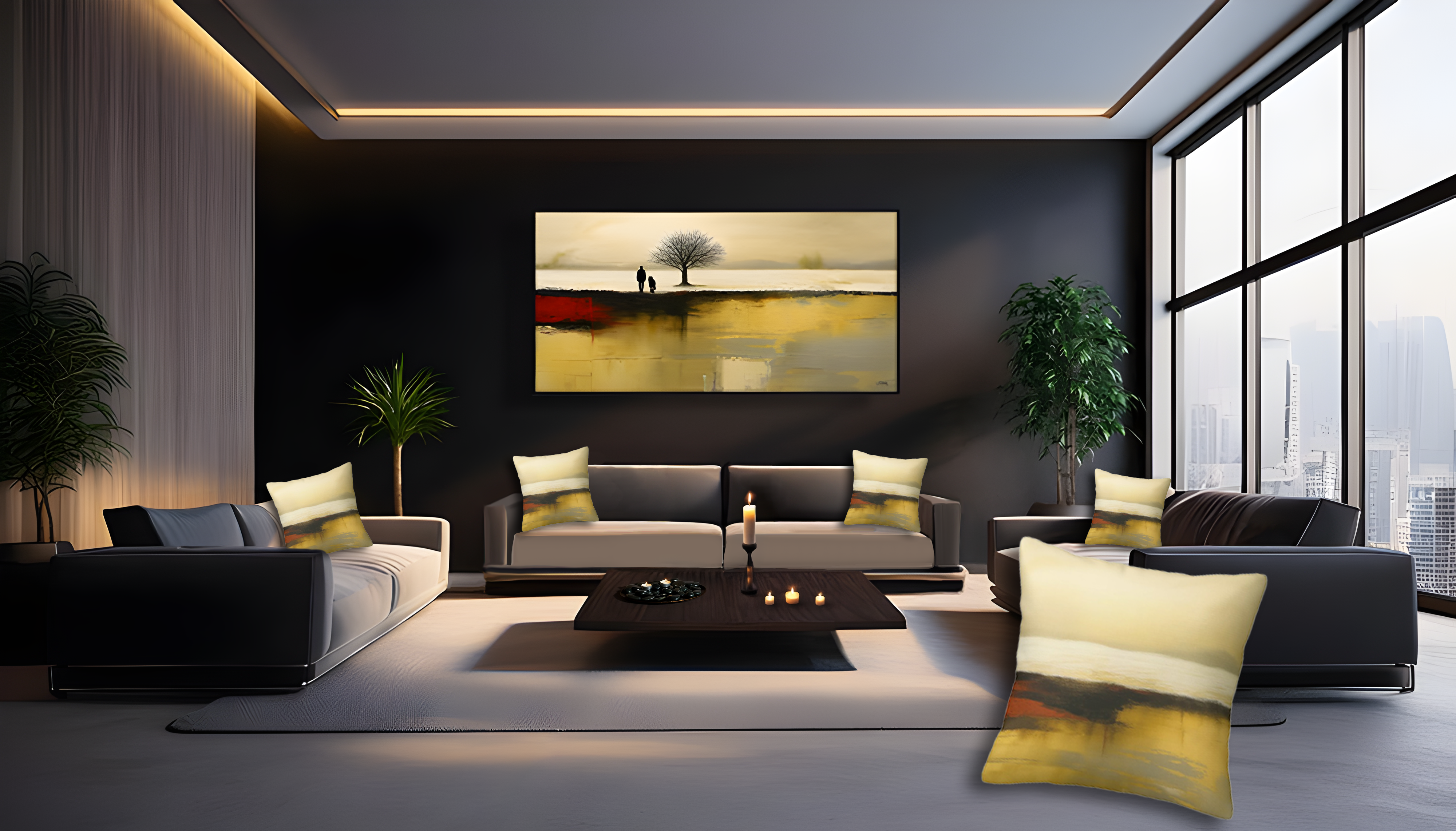 Modern Abstract Throw Pillows Set of 4