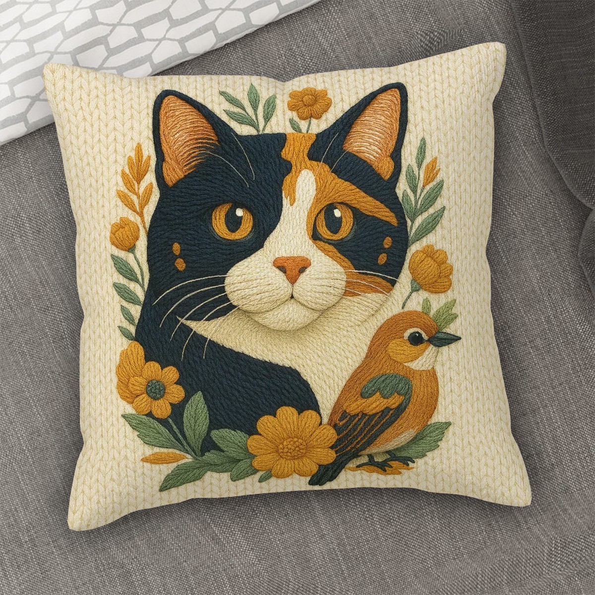 Mitch the Cat Corduroy Cushion Covers and Cushions 
