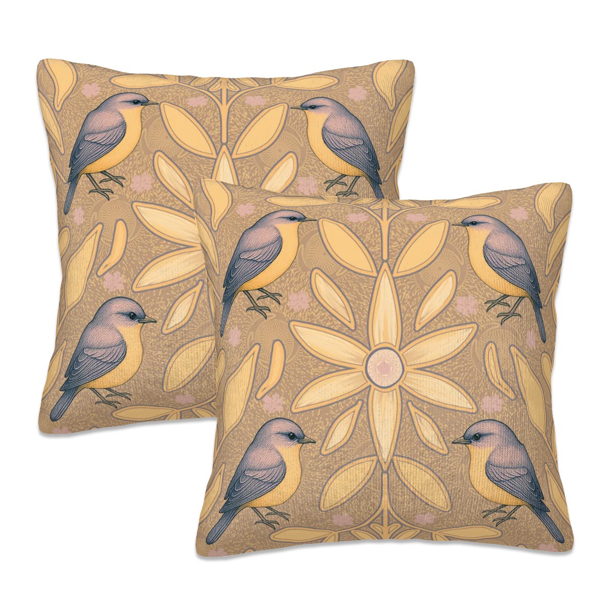 Feather Blooms Decorative Throw Pillow Covers (Set of 2)