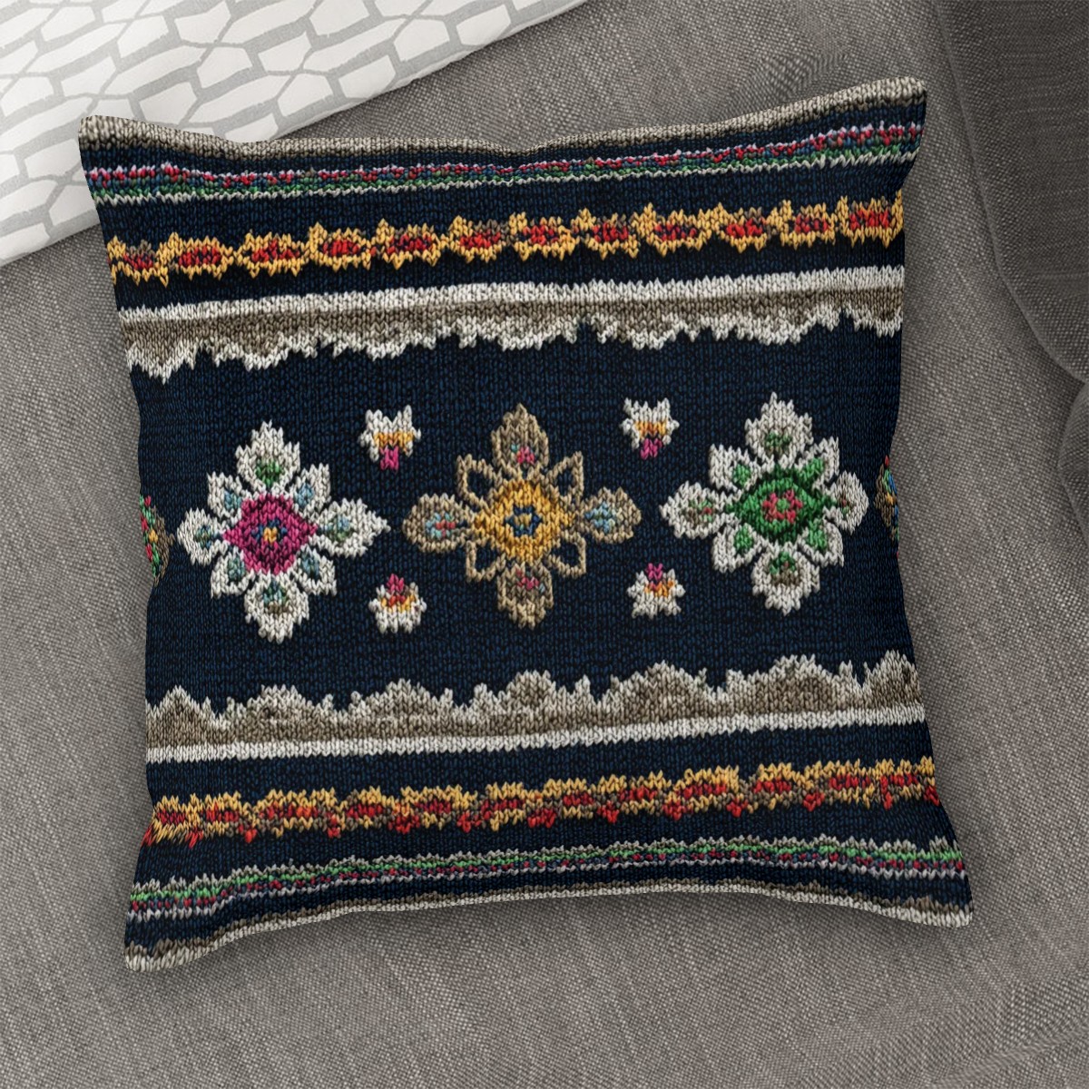 Mexican Knitt Print Corduroy Cushion Covers