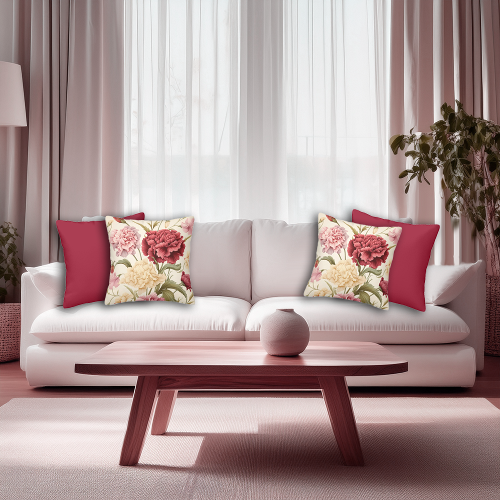 Floral Carnations Decorative Throw Pillow Cover (set of 4)