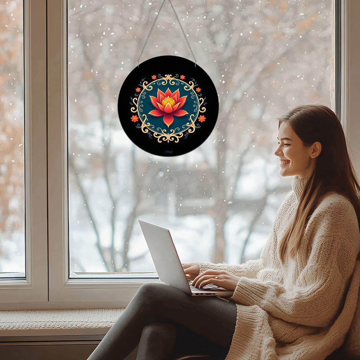 Lotus Bloom Hanging Wall Art Ornament