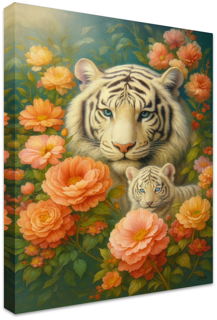 Whispers Beneath the Peonies Printed Canvas Art Print