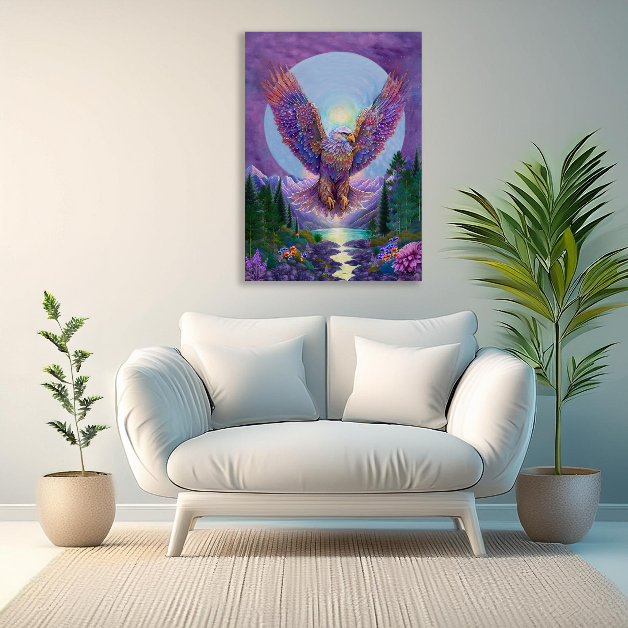 Eagle Amethyst Printed Canvas Art