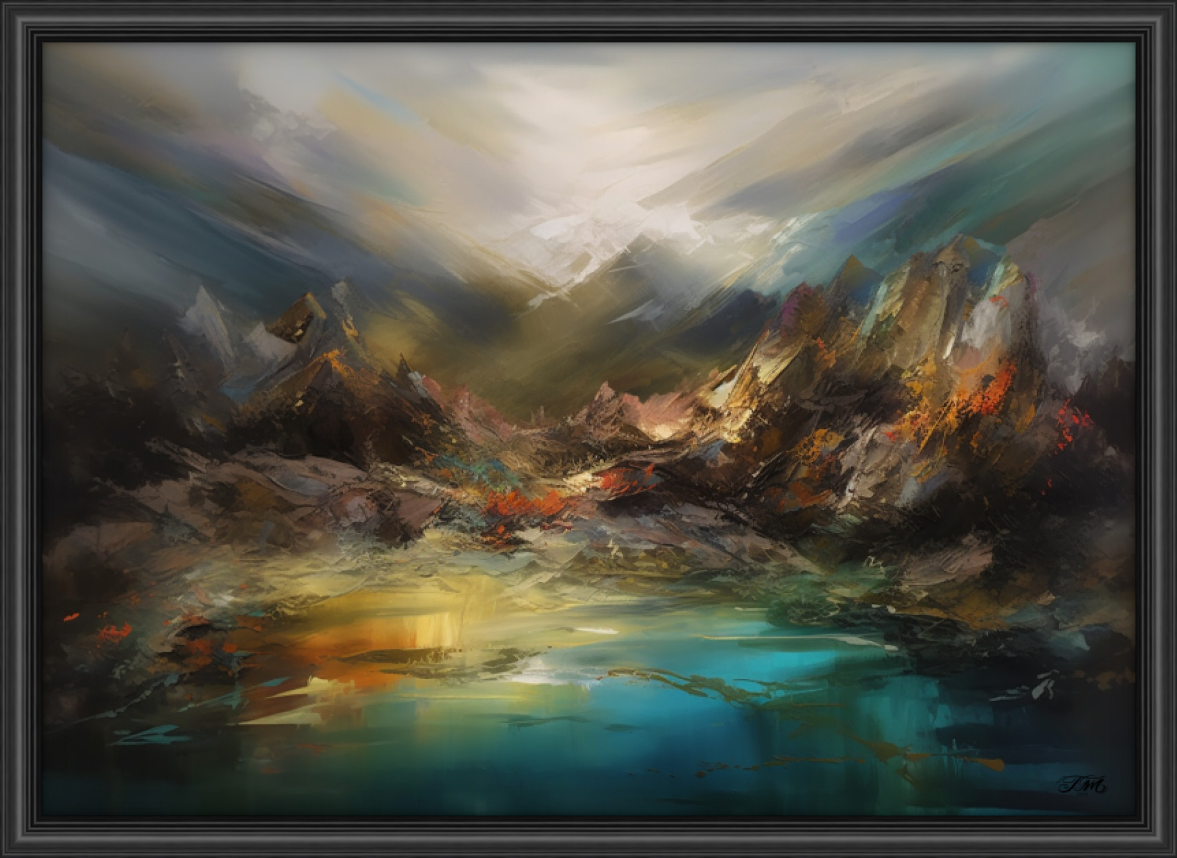 Rugged Mountains Abstract  Landscape Digital Art Painting Print