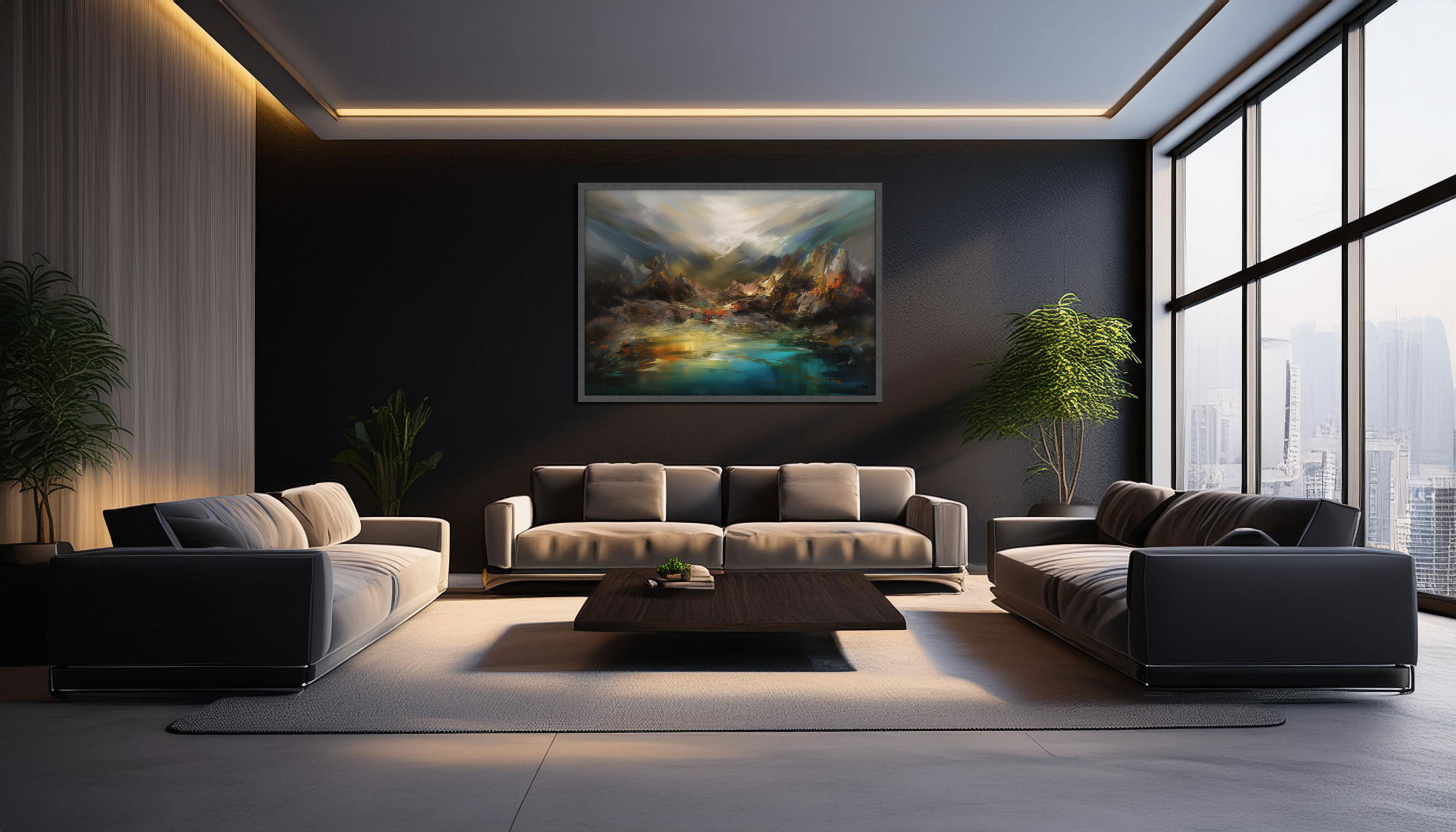 Rugged Mountains Abstract Landscape Digital Art Painting Print