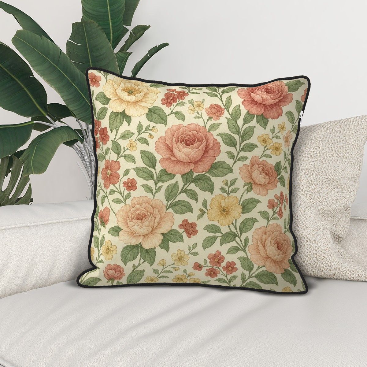 Whispers of Bloomlight Velvet Bordered Cushion Covers 