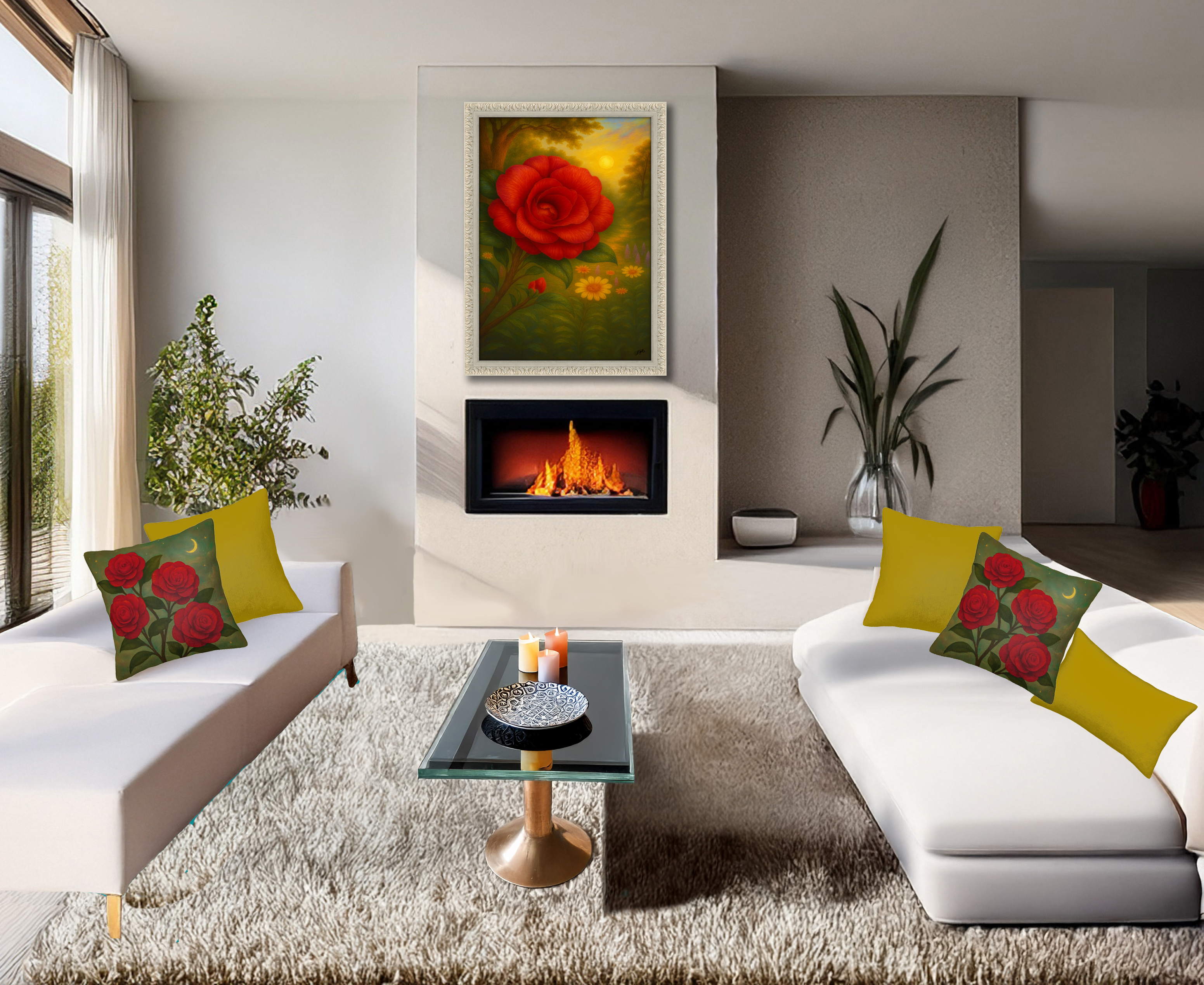 Middlemist Red Camellia Rare Flower Canvas printed Art