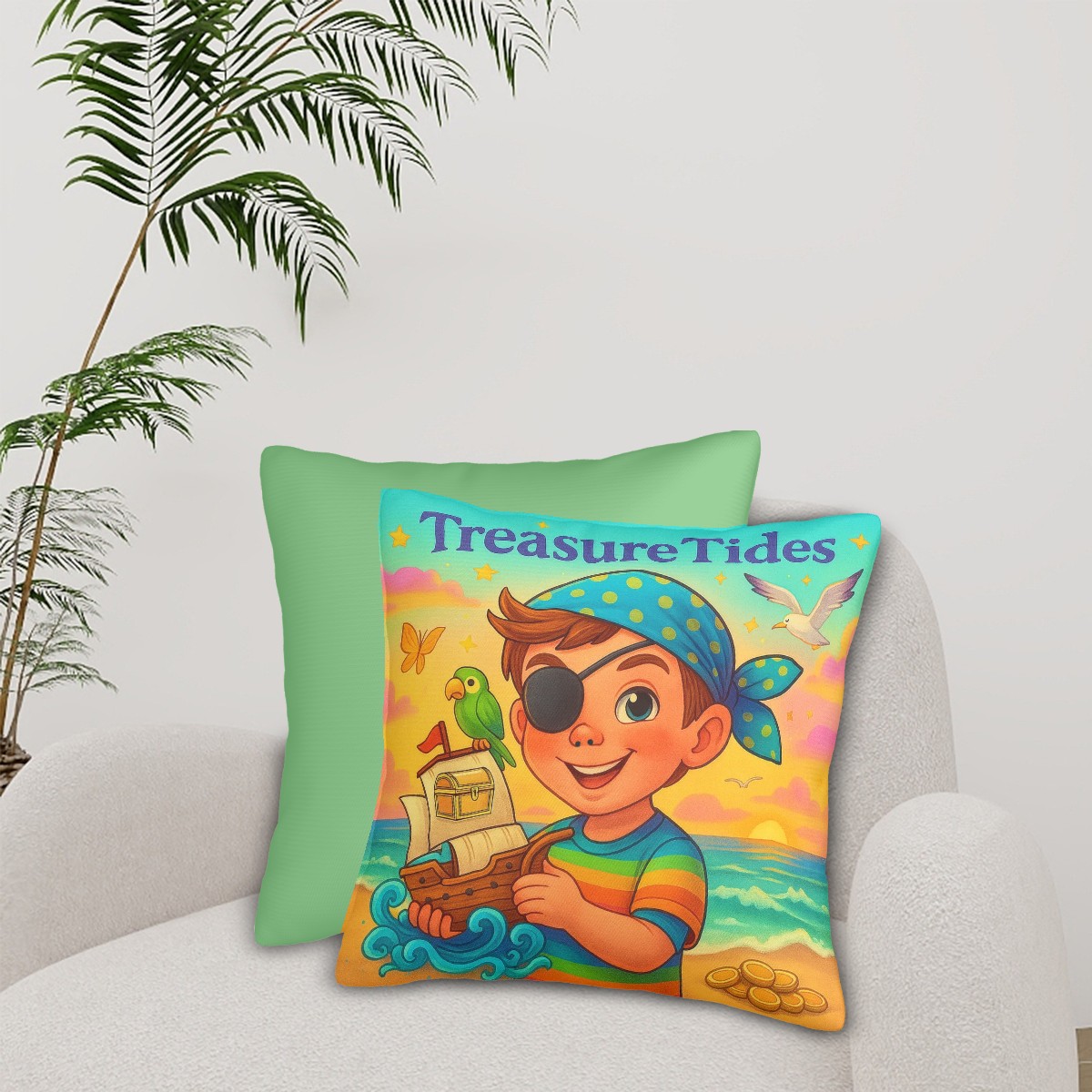 Treasure Tides - all Seasons Throw Pillow Covers Set of 2