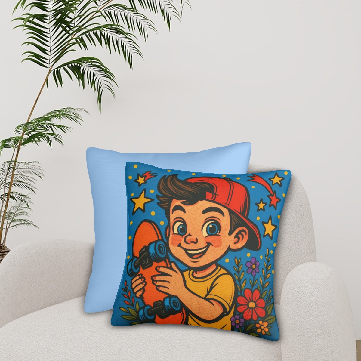 Kickflip Kid - all Seasons Throw Pillow Covers Set of 2