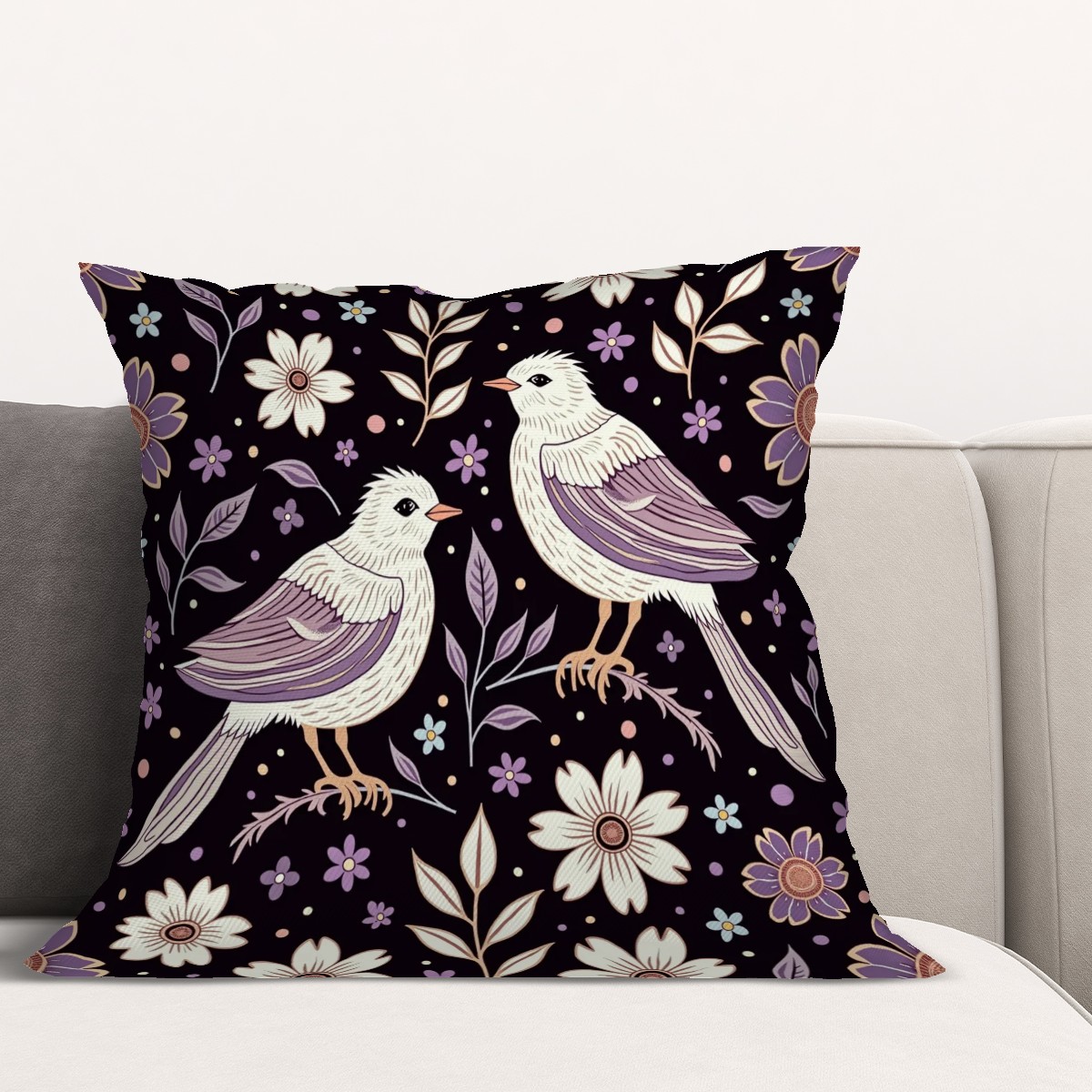 Evening Birds Decorative Bird Throw Pillow Cover