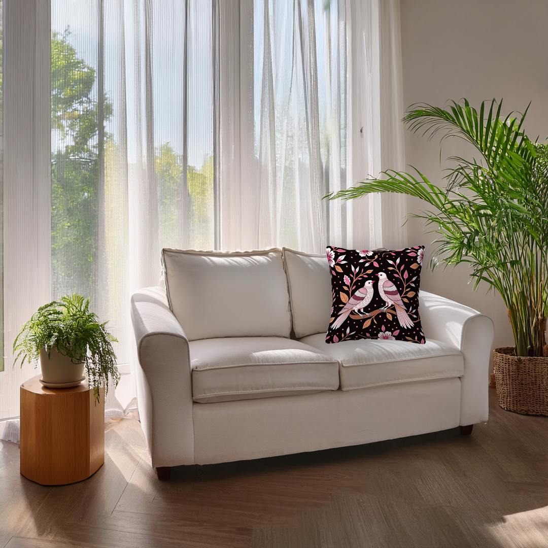 Bird Song Decorative Bird Print Throw Pillow Cover