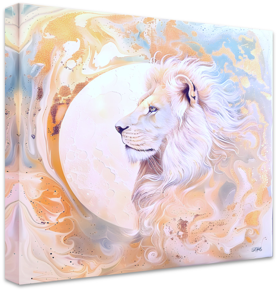 Lions Moon -  Square Canvas- Modern Abstract Canvas Wall Art Print