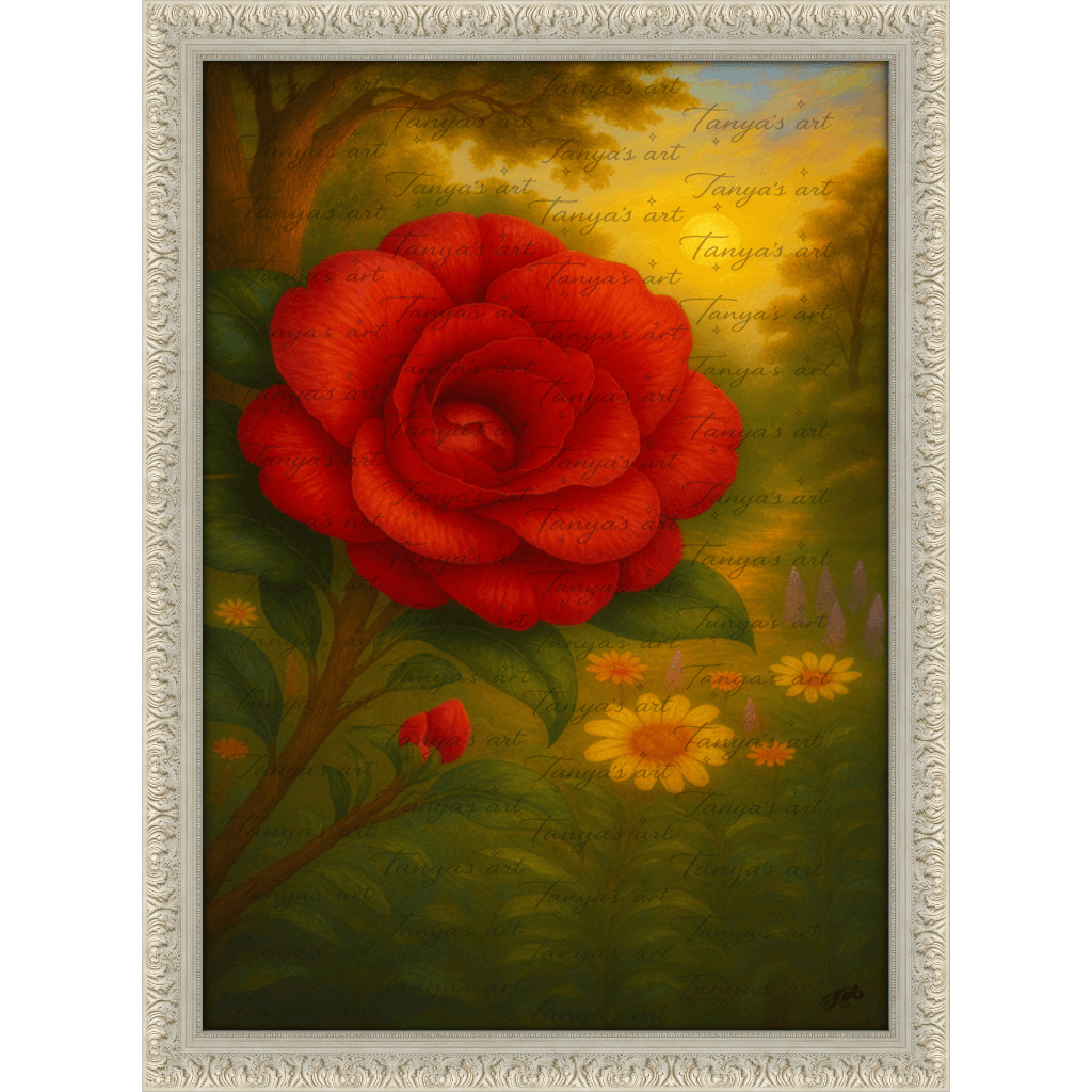 Middlemist Red Camellia Rare Flower Canvas  printed Art