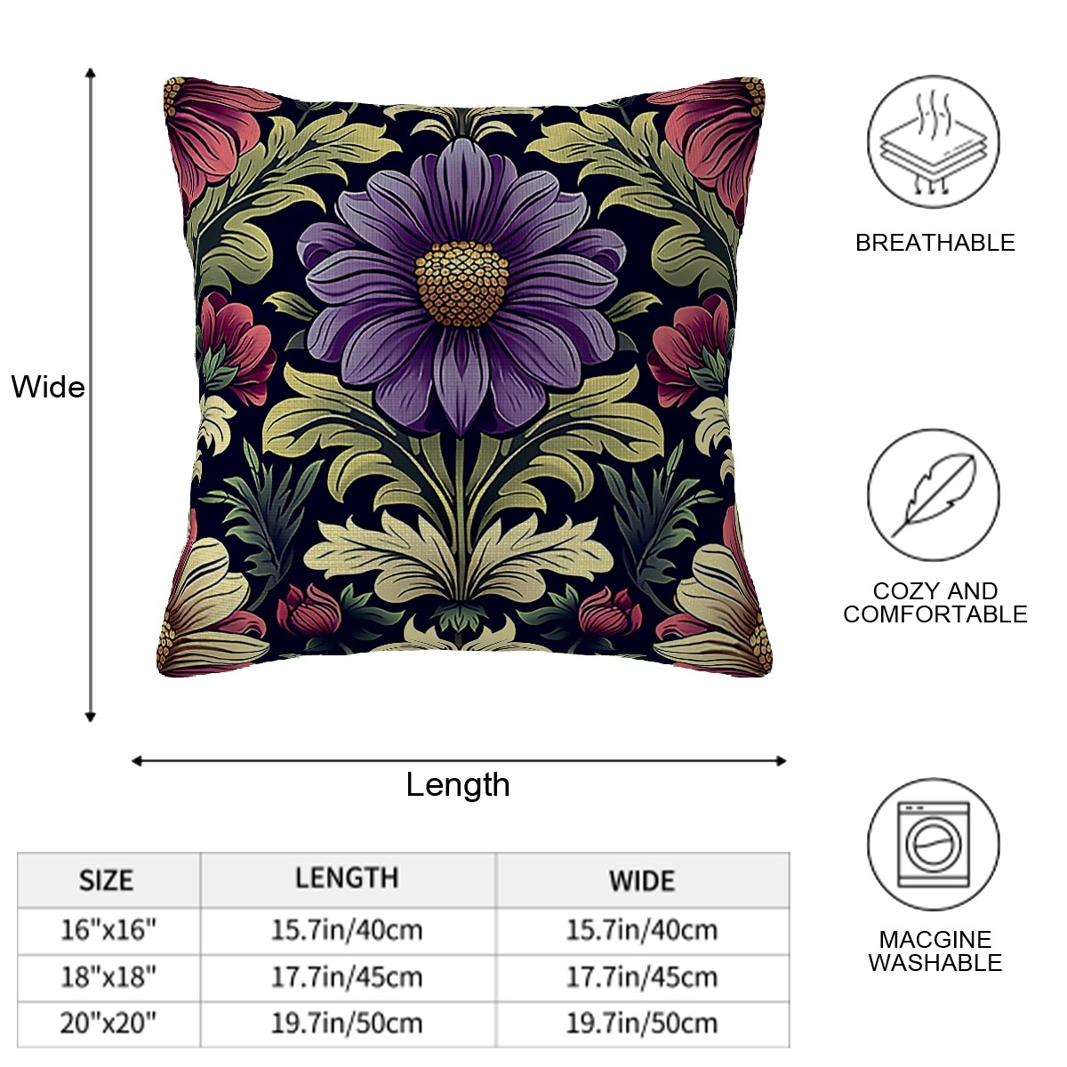 Medieval Floral - Imitation Linen Cushion Cover Sets