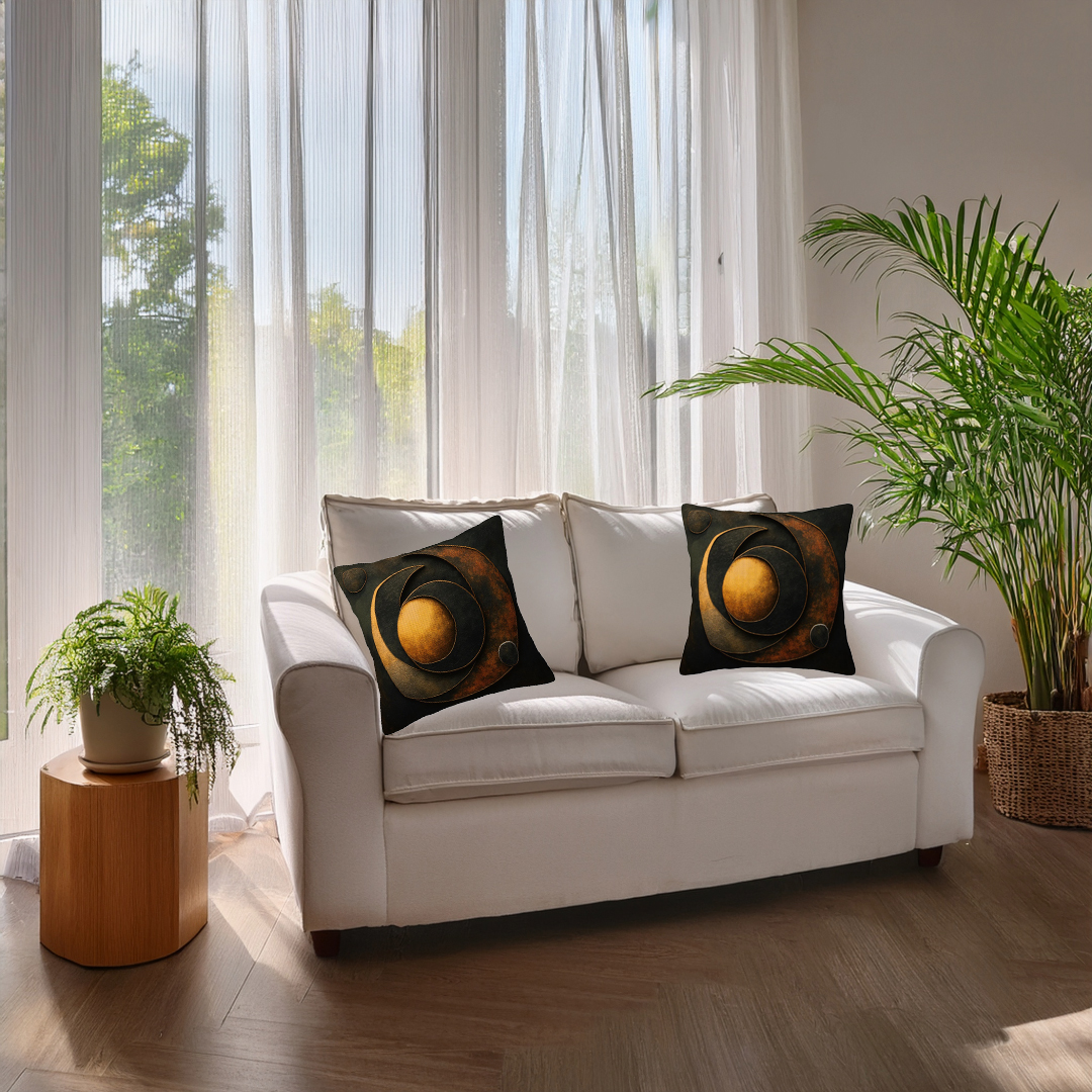 Celestial Echoes- Imitation Linen Cushion Cover Sets