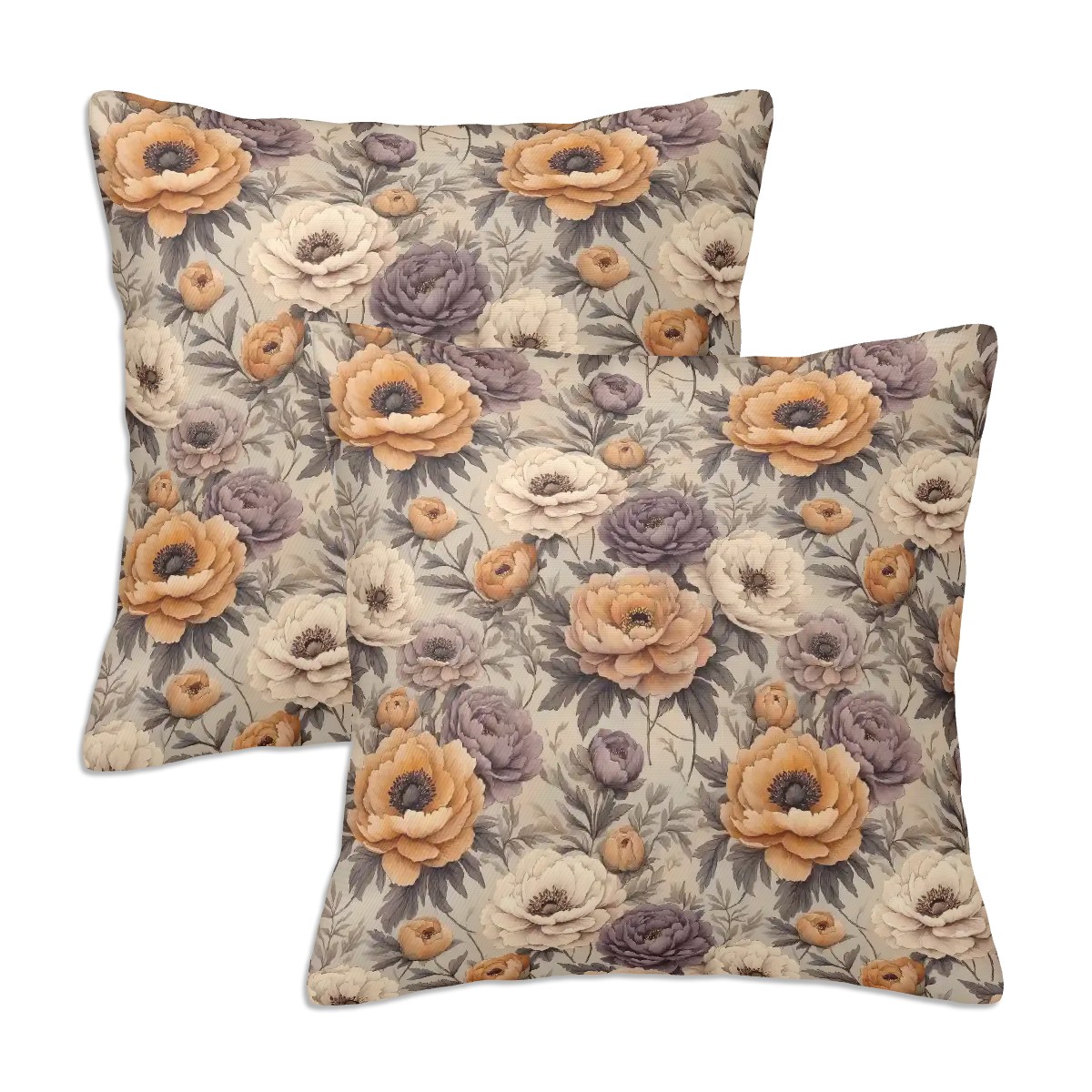 Peony Floral Decorative Throw Pillow Cover Set of 2