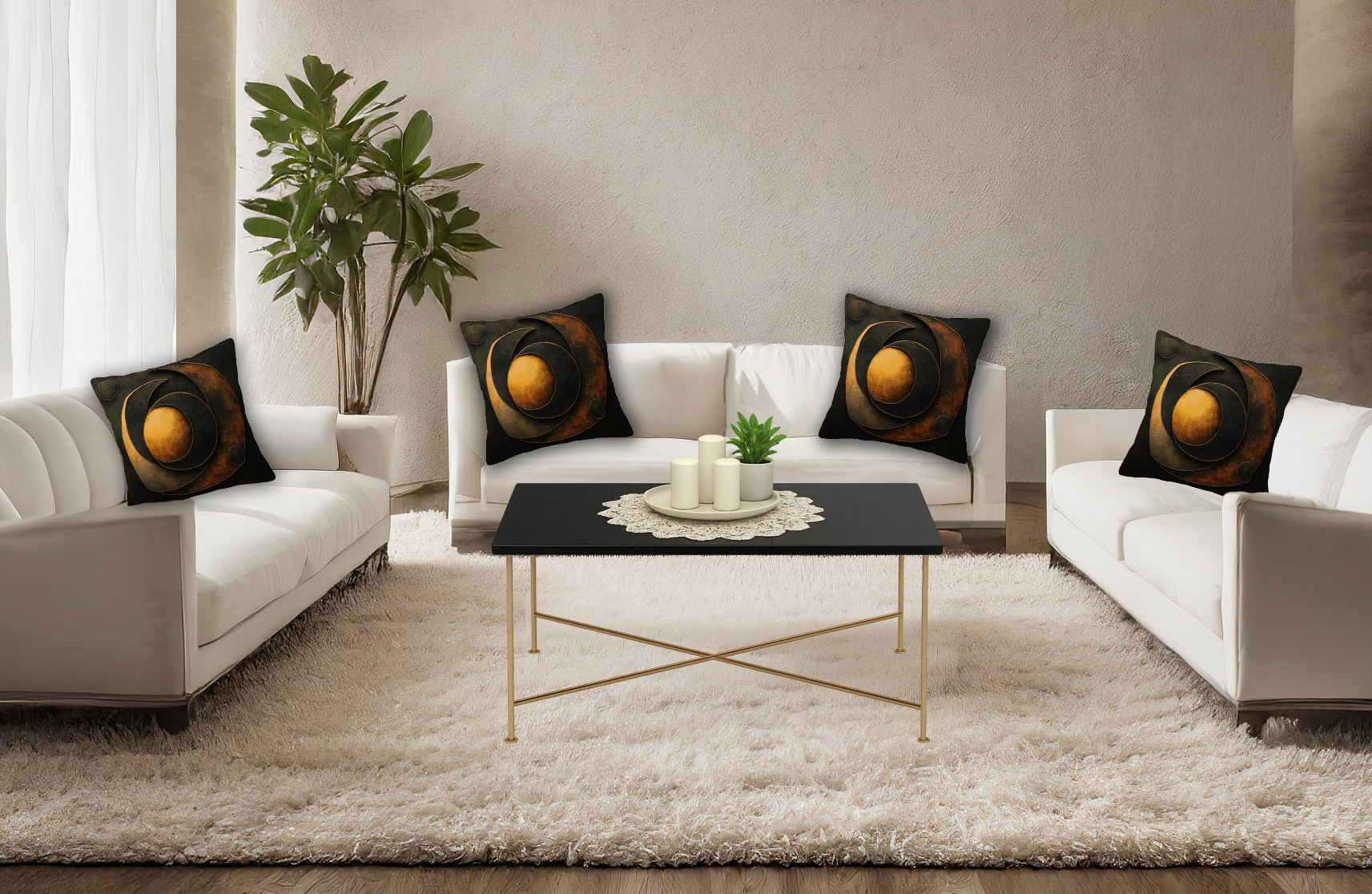 Celestial Echoes- Imitation Linen Cushion Cover Sets